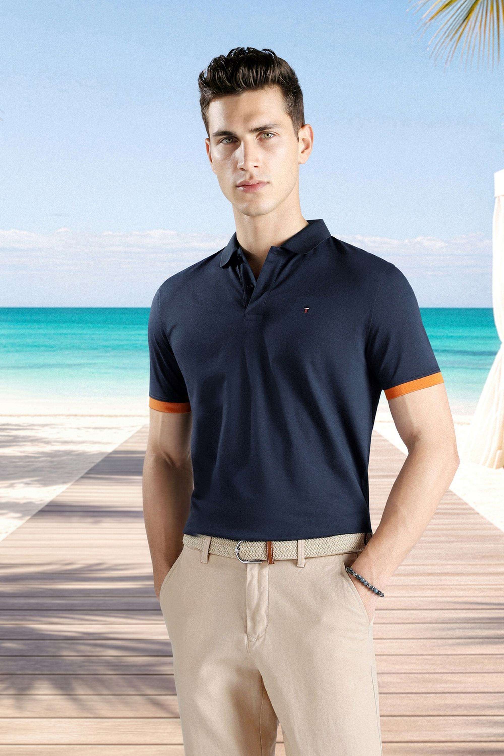 Solid-Blended-Fabric-Polo-Men-s-T-Shirt