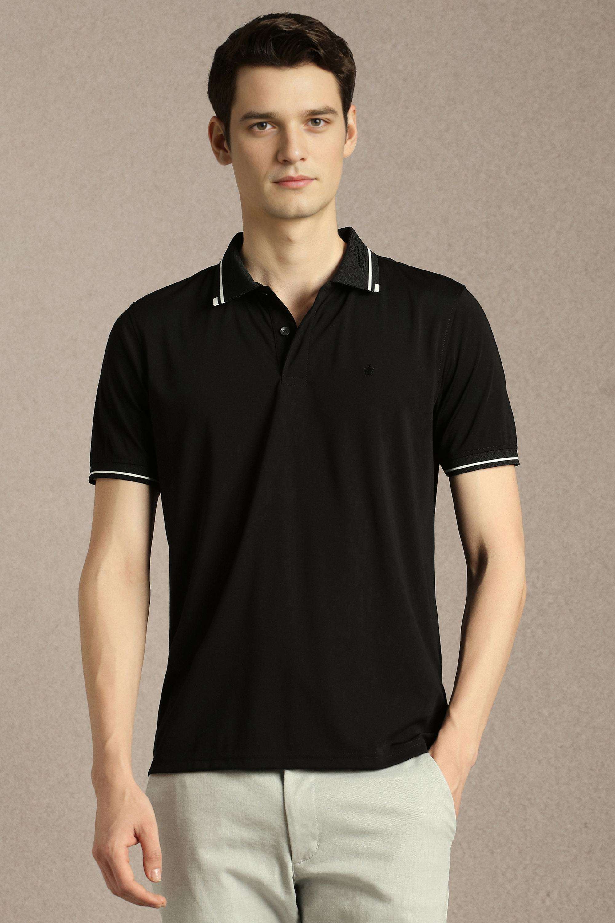 Solid-Nylon-Terry-Polo-Men-s-T-Shirt