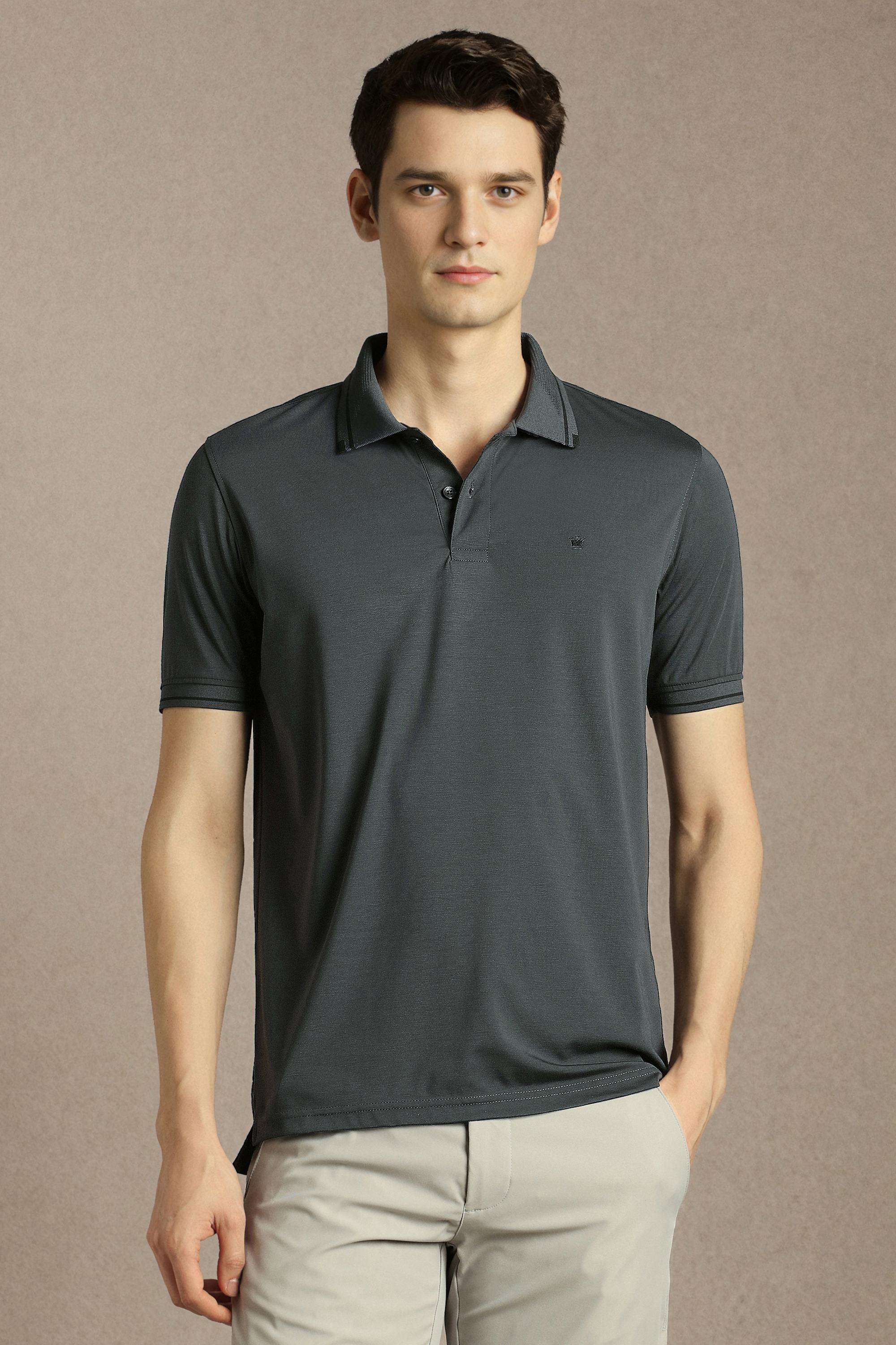 Solid-Nylon-Terry-Polo-Men-s-T-Shirt