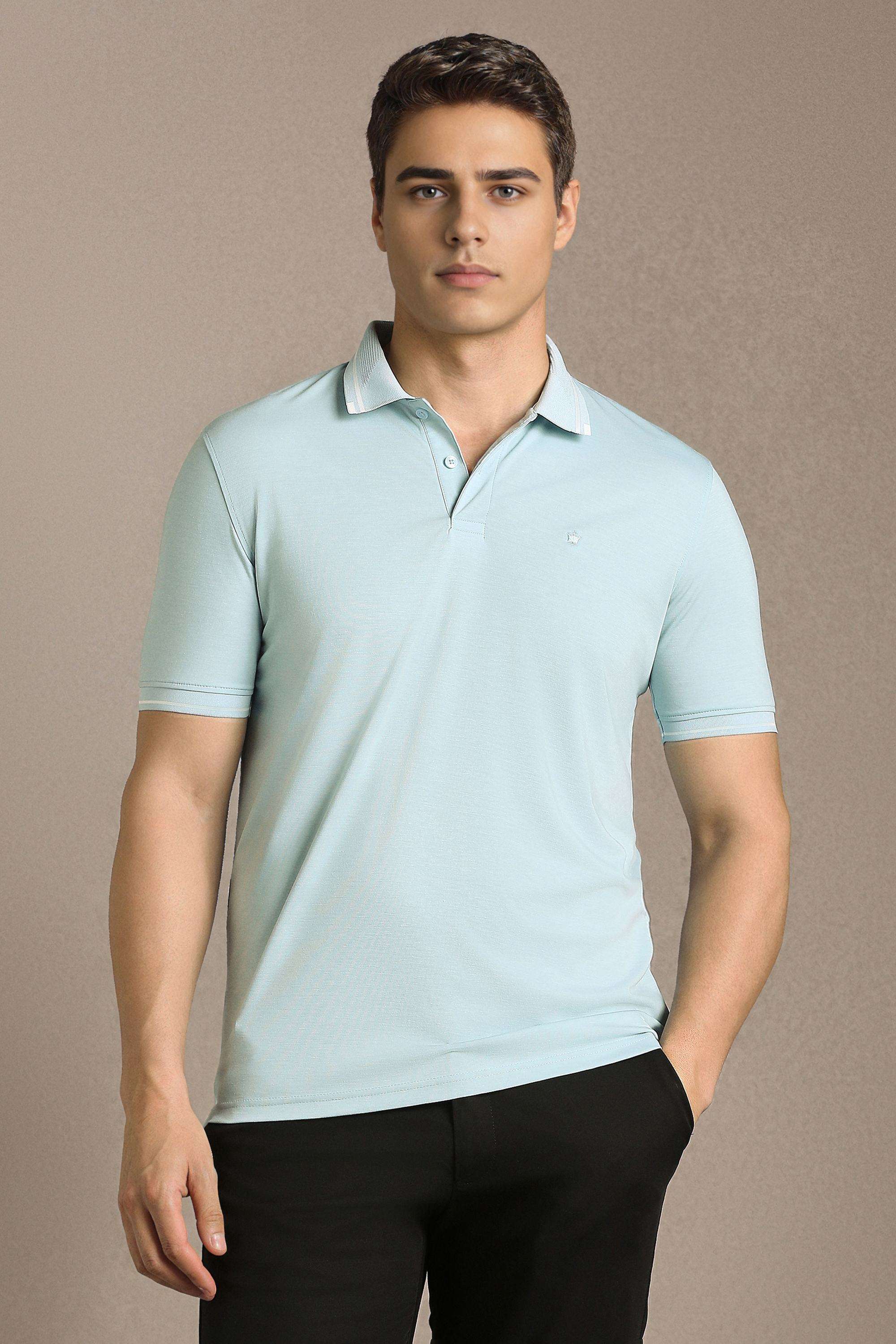 Solid-Nylon-Terry-Polo-Men-s-T-Shirt