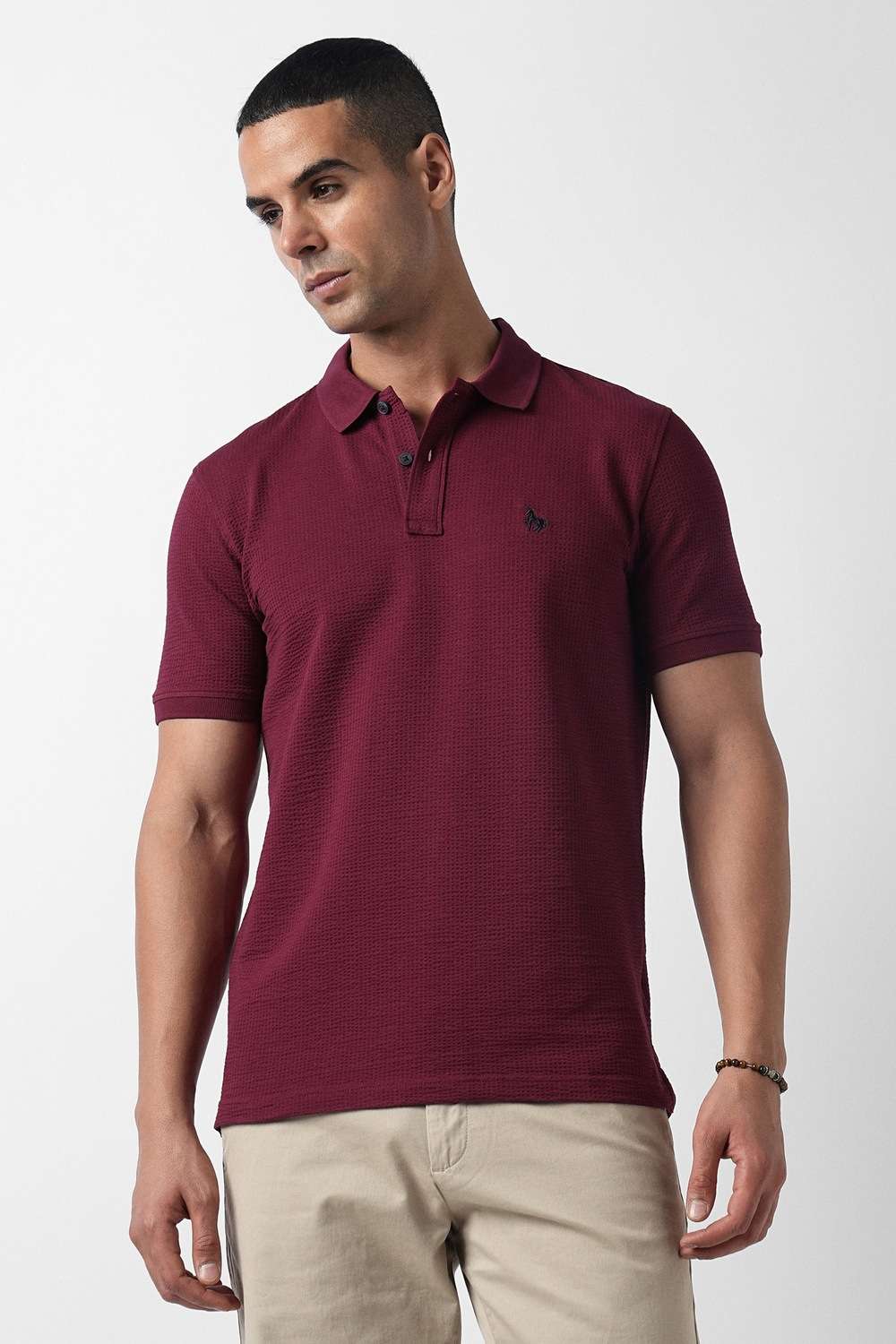 Solid-Cotton-Blend-Polo-Men-s-T-Shirt
