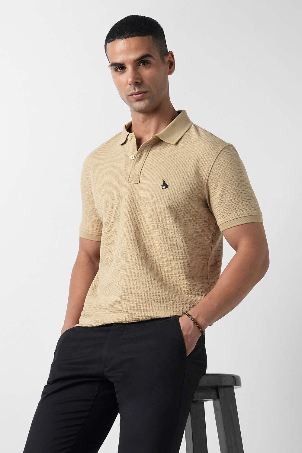 Solid-Cotton-Blend-Polo-Men-s-T-Shirt