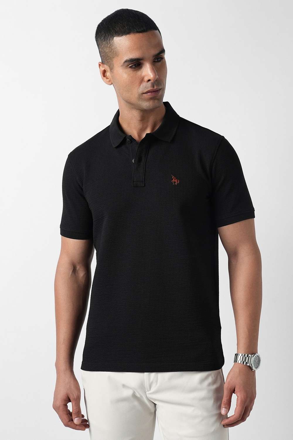 Textured-Cotton-Blend-Polo-Men-s-T-Shirt
