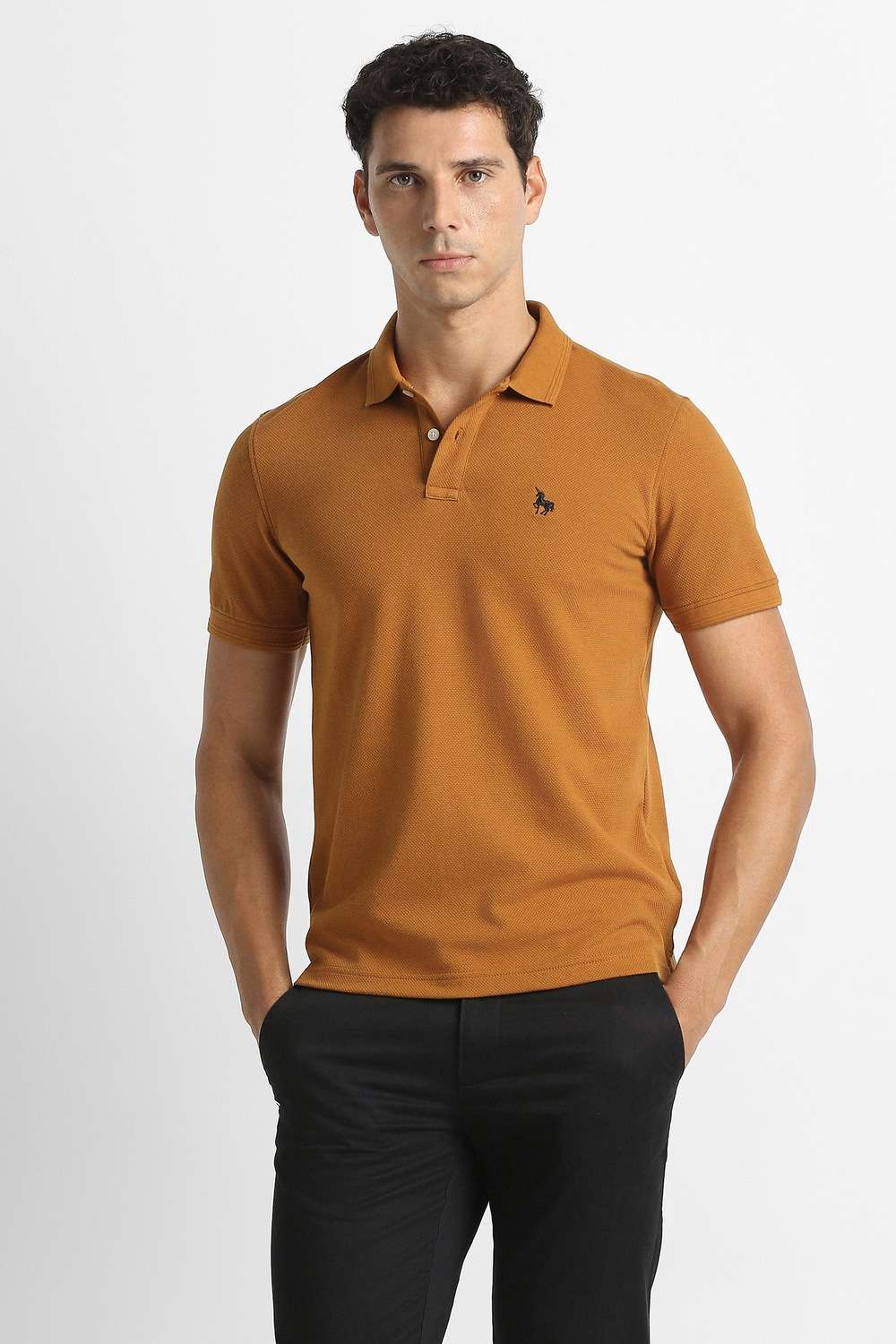 Solid-Cotton-Blend-Polo-Men-s-T-Shirt