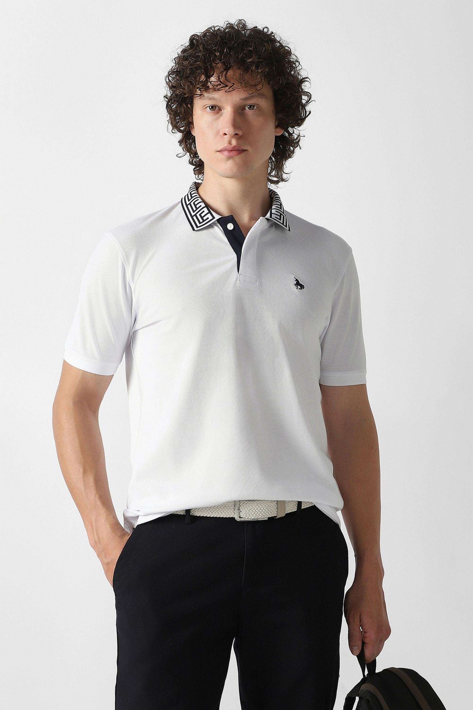 Solid-Cotton-Blend-Polo-Men-s-T-Shirt