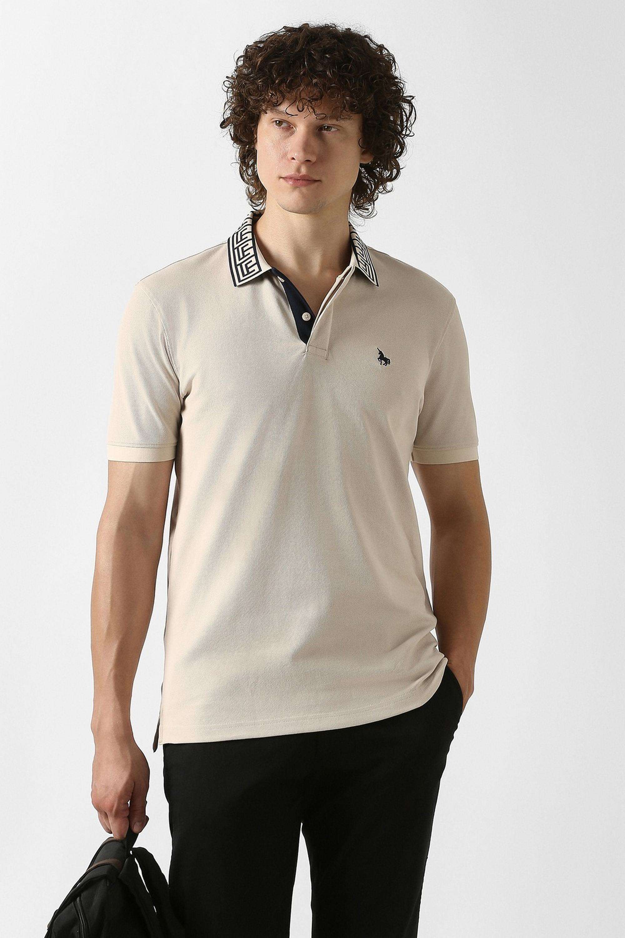 Solid-Cotton-Blend-Polo-Men-s-T-Shirt