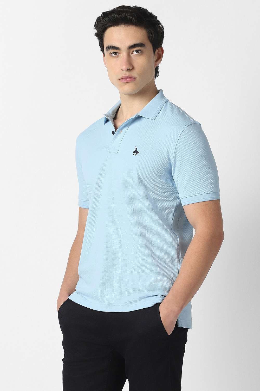 Solid-Cotton-Blend-Polo-Men-s-T-Shirt