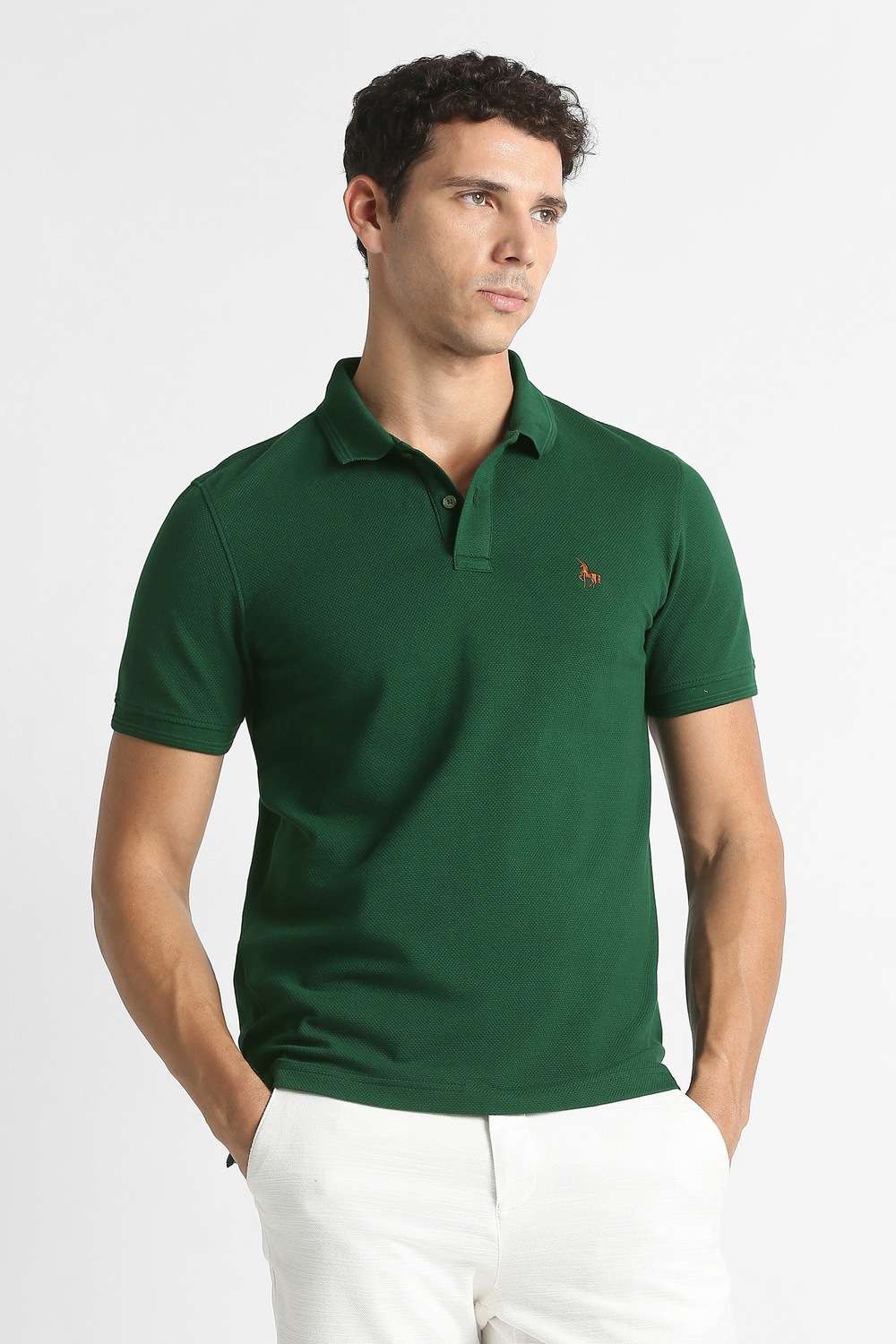 Solid-Cotton-Blend-Polo-Men-s-T-Shirt