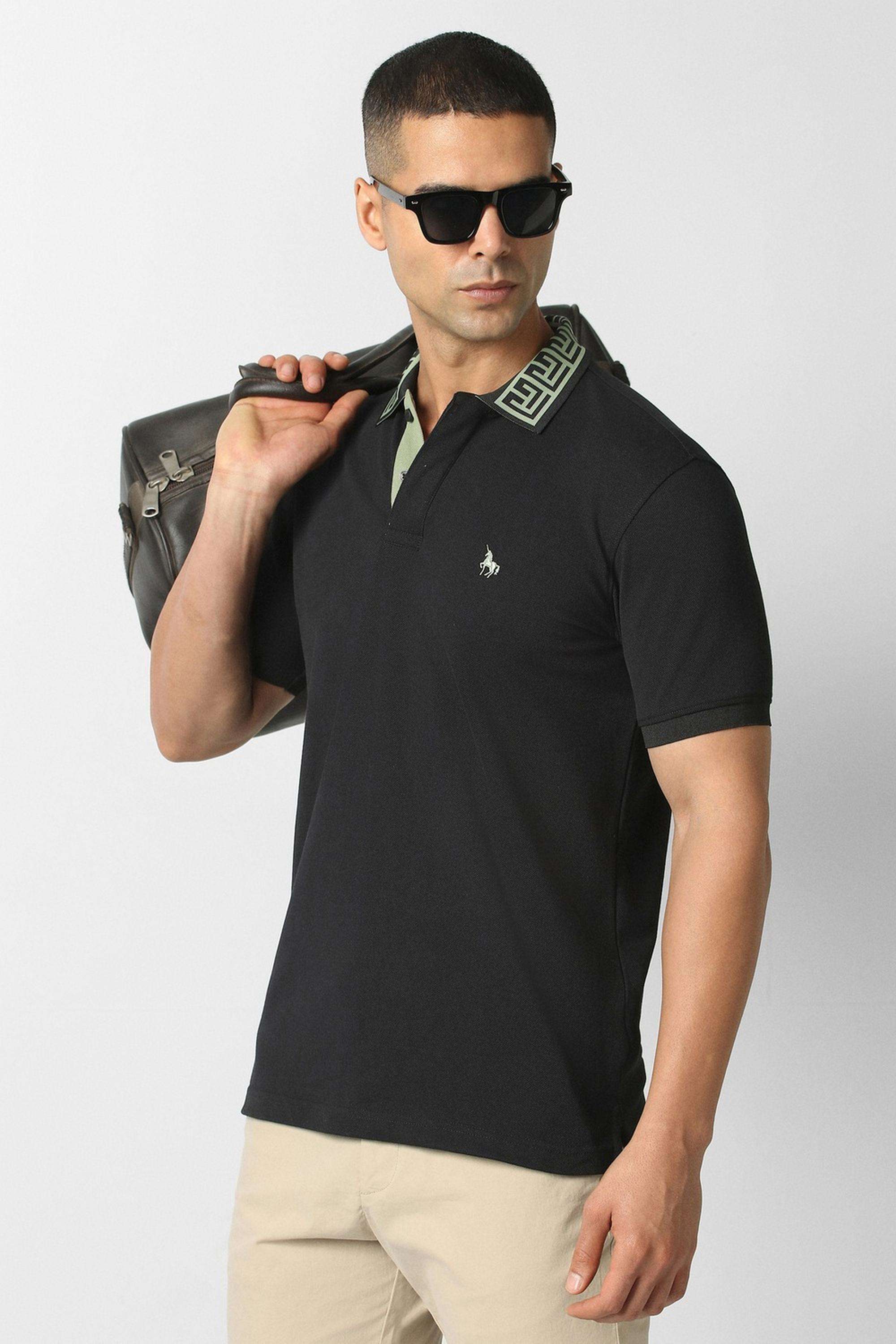 Solid-Cotton-Blend-Polo-Men-s-T-Shirt