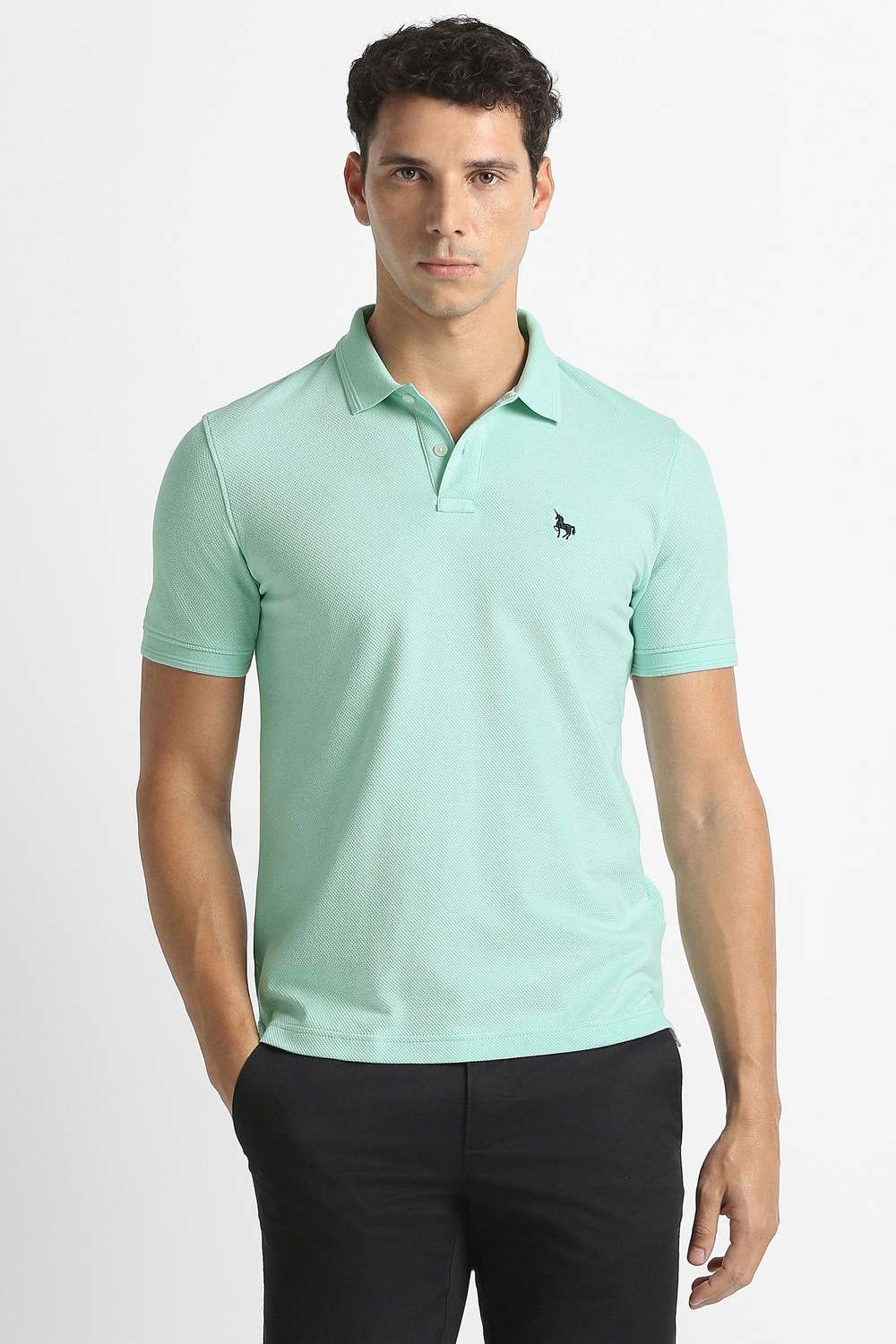 Solid-Cotton-Blend-Polo-Men-s-T-Shirt