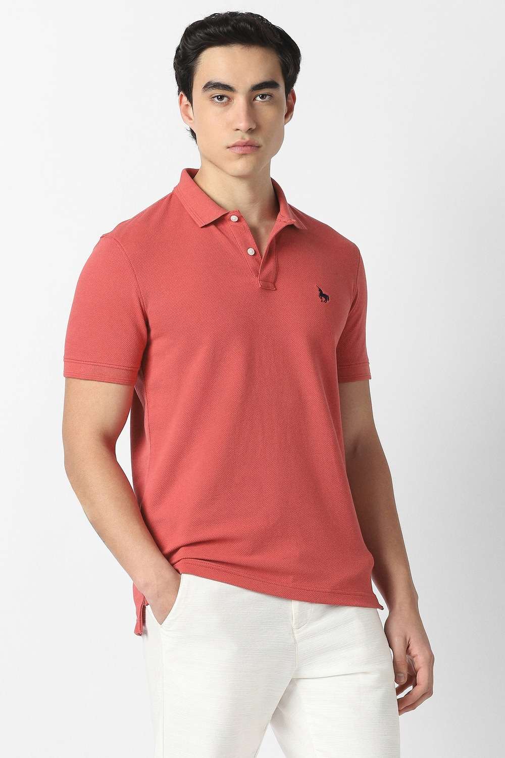 Solid-Cotton-Blend-Polo-Men-s-T-Shirt