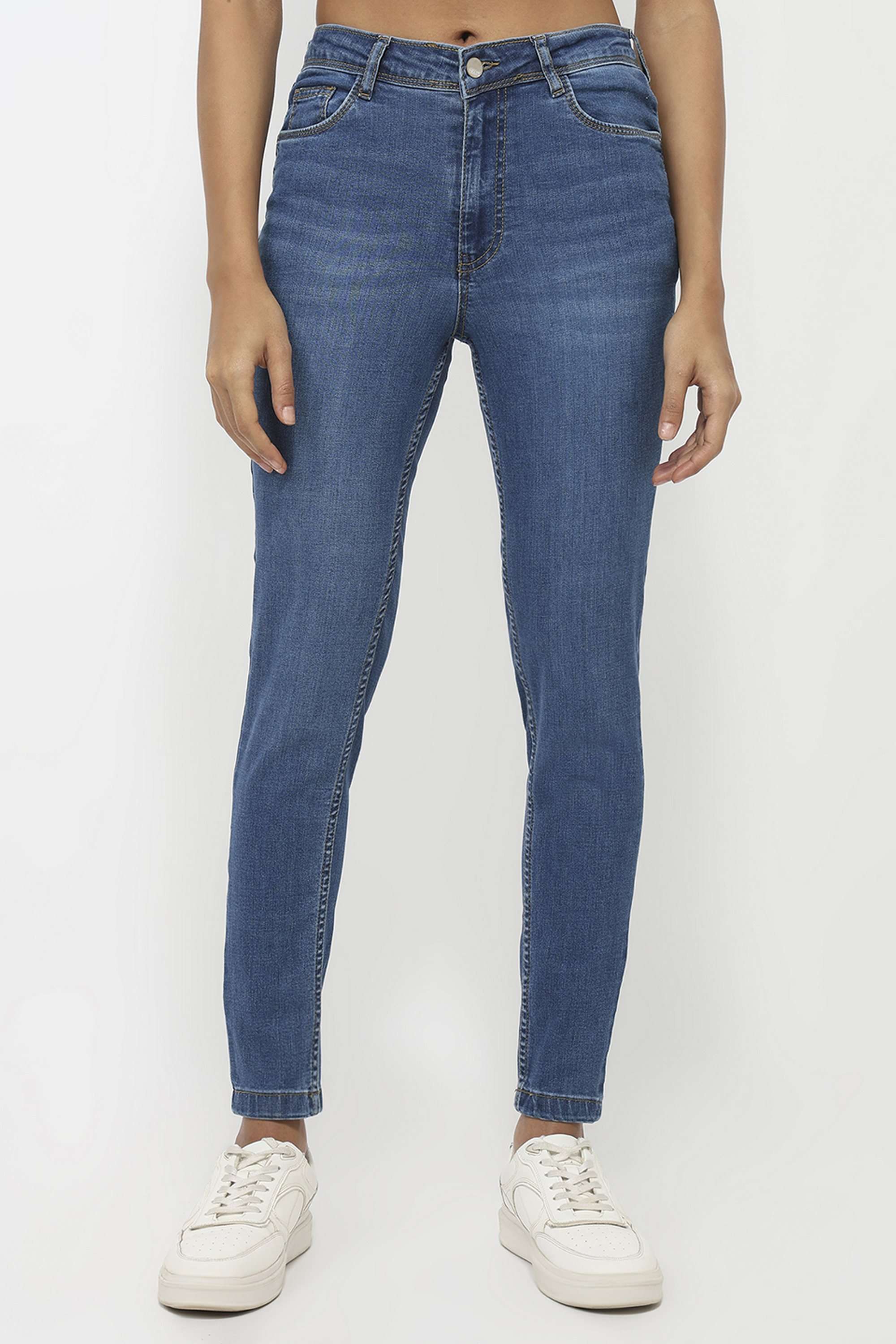 Solid-Skinny-Fit-Blended-Fabric-Women-s-Casual-Wear-Jeans