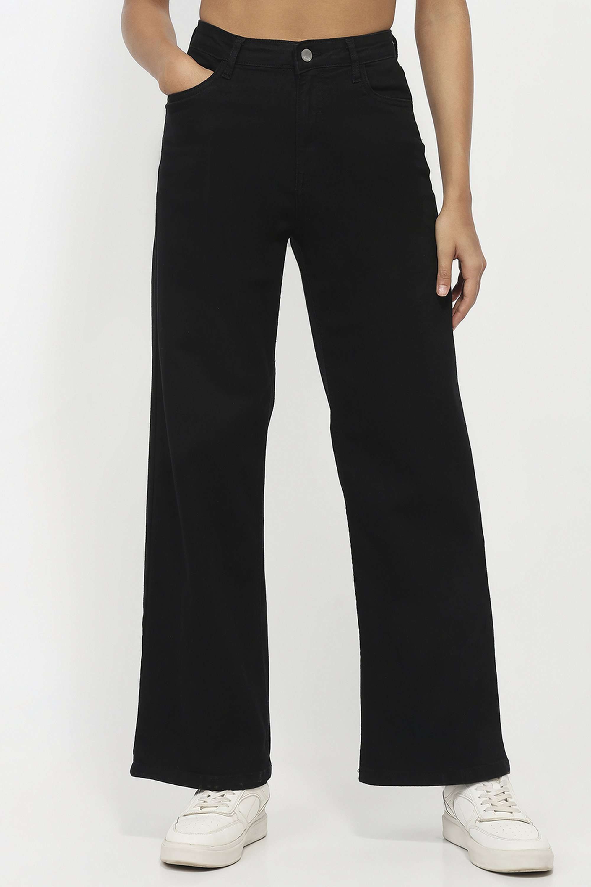 Solid-Relaxed-Fit-Blended-Fabric-Women-s-Casual-Wear-Jeans