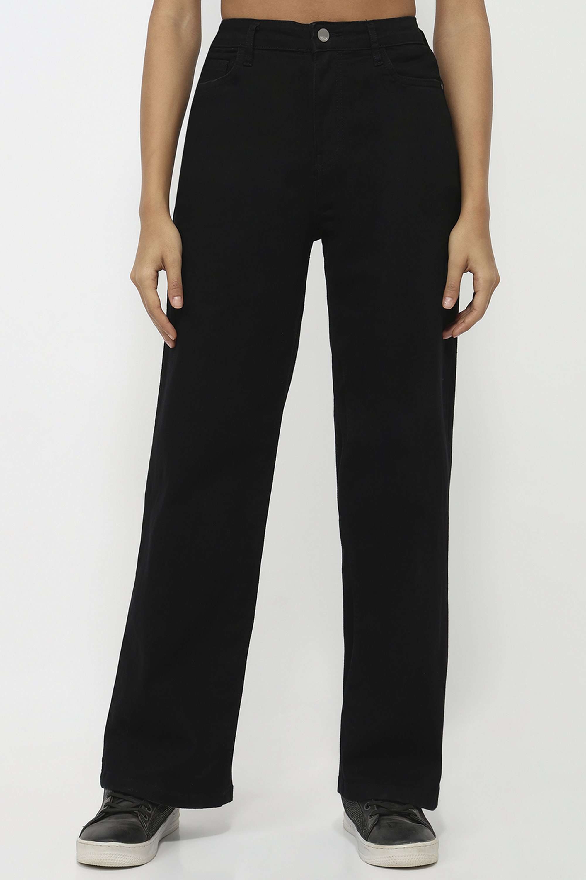 Solid-Straight-Fit-Blended-Fabric-Women-s-Casual-Wear-Jeans