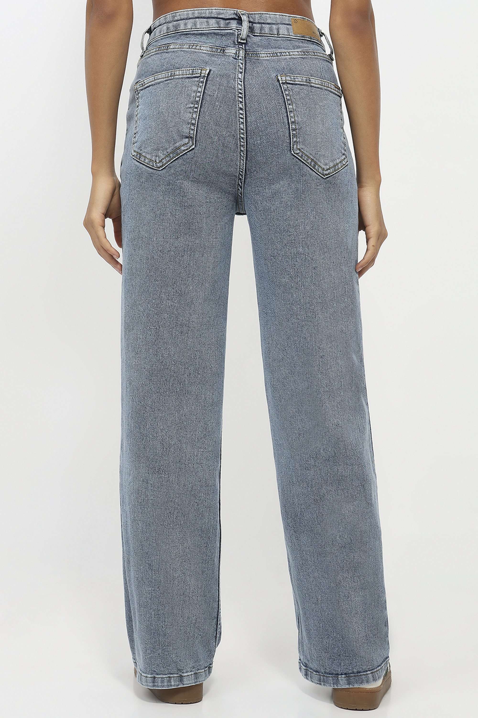Solid-Straight-Fit-Blended-Fabric-Women-s-Casual-Wear-Jeans