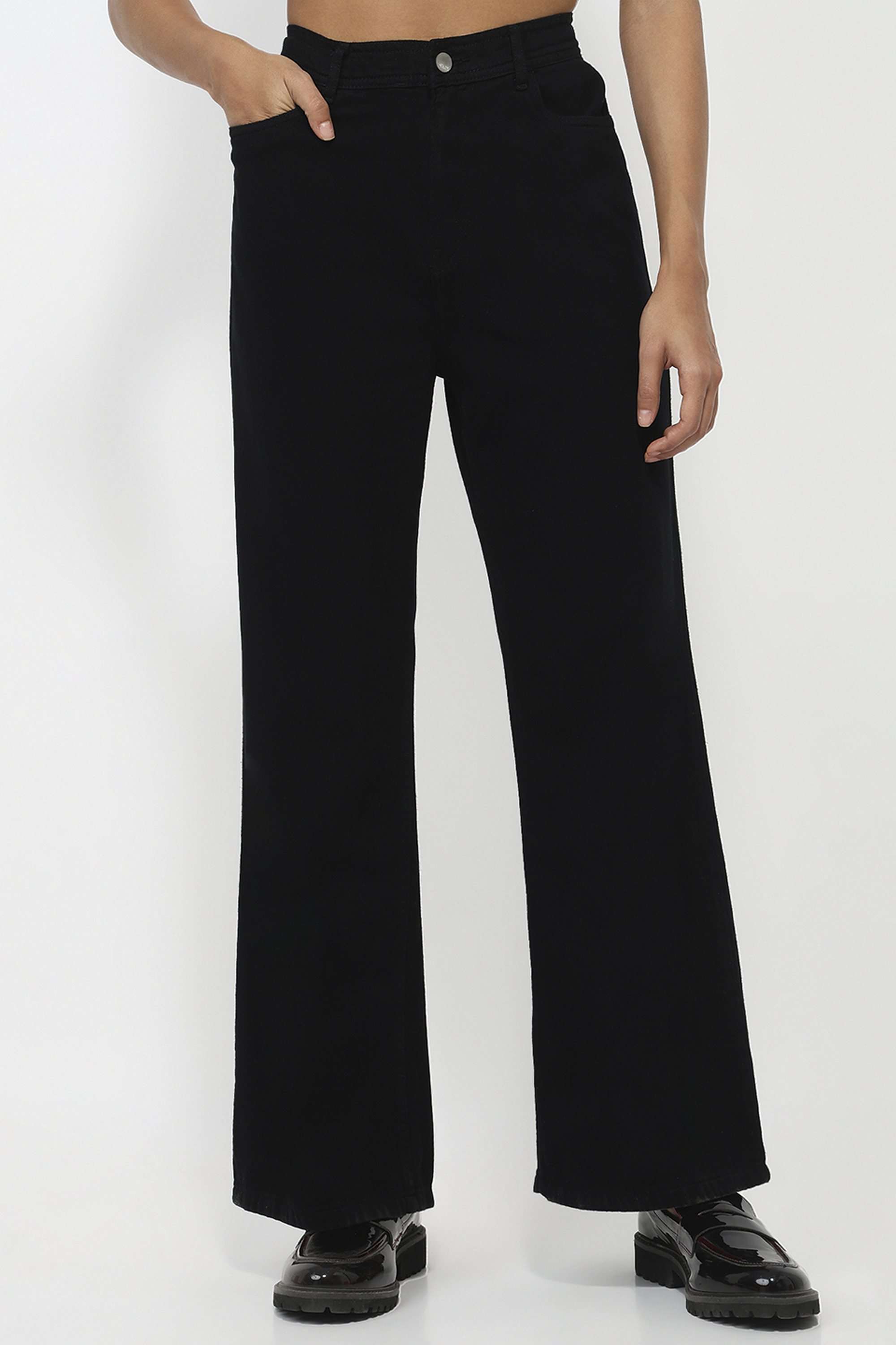 Solid-Relaxed-Fit-Cotton-Women-s-Casual-Wear-Jeans