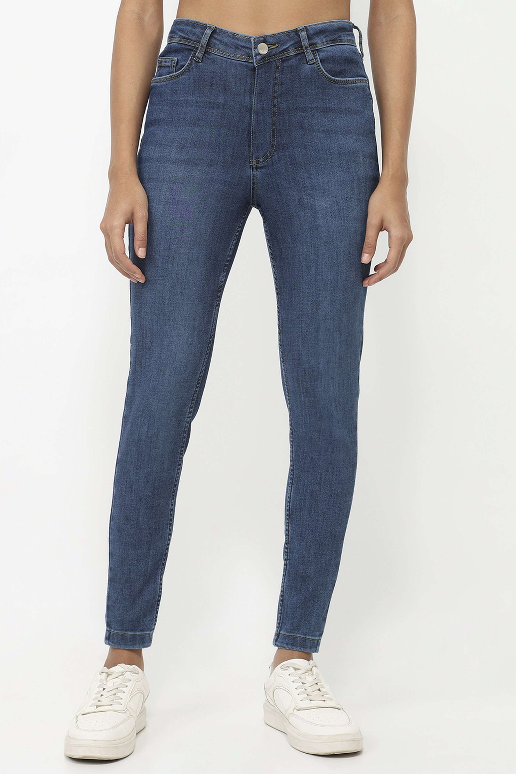 Solid-Skinny-Fit-Blended-Fabric-Women-s-Casual-Wear-Jeans
