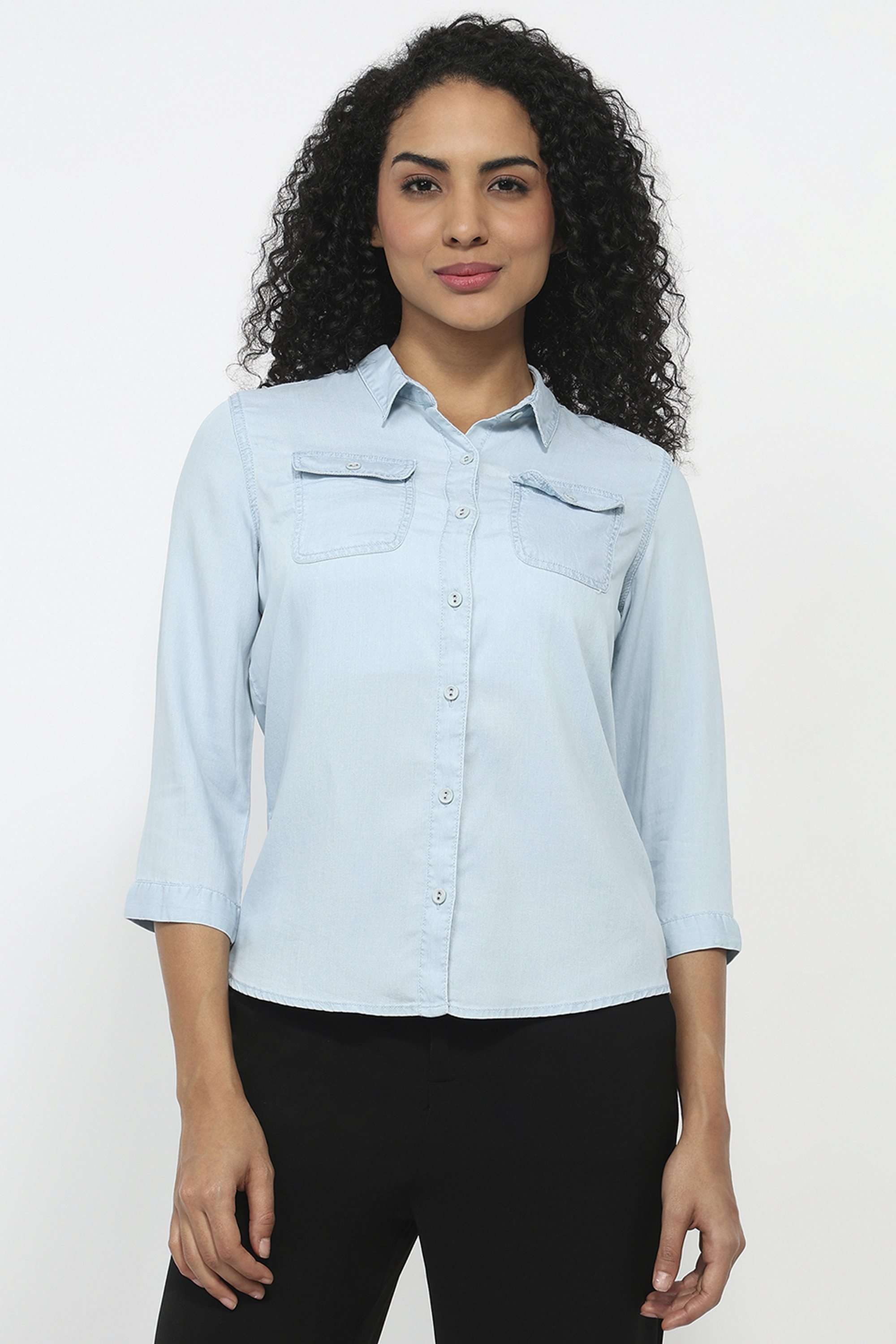 Solid-Cotton-Women-Casual-Wear-Shirt