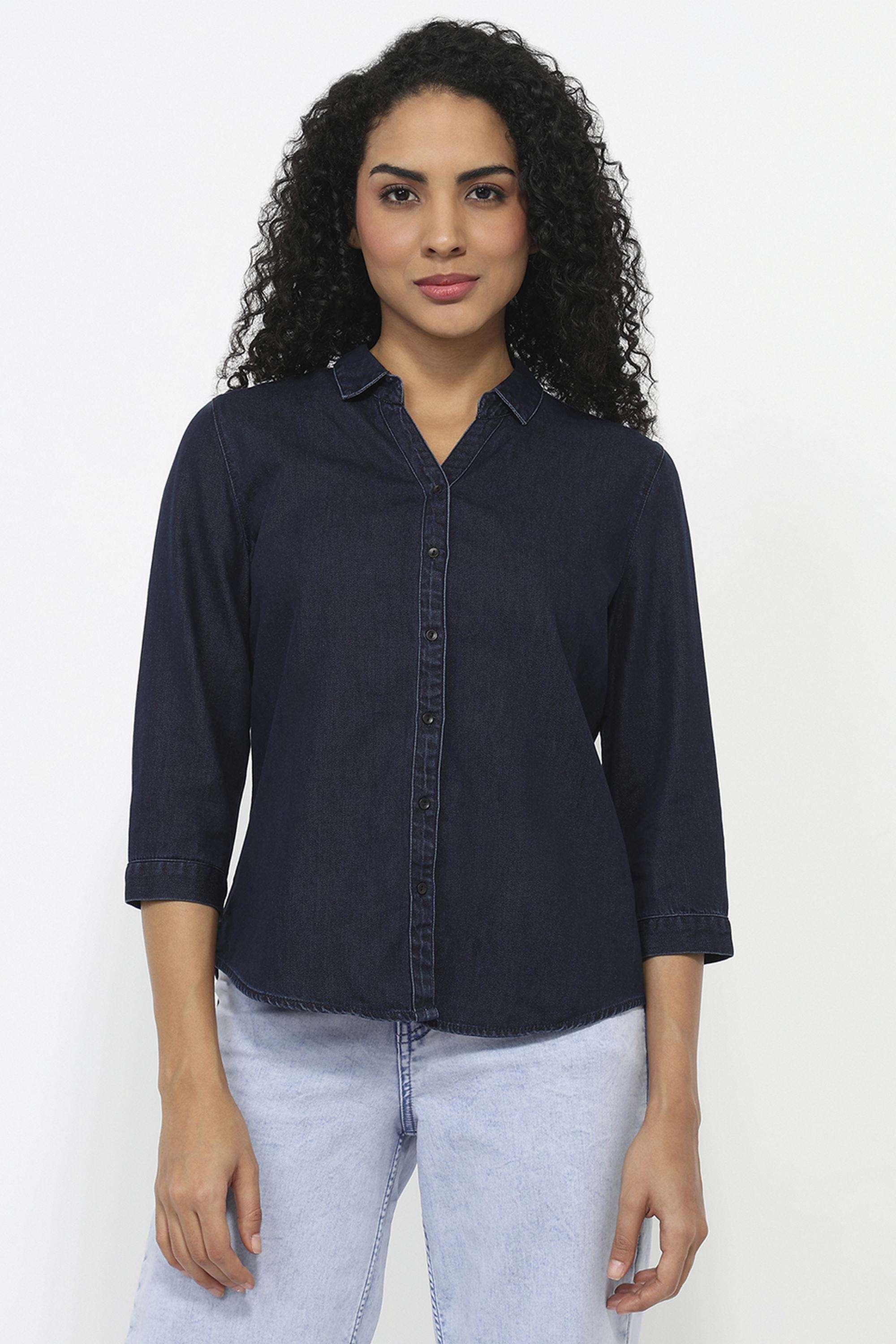 Solid-Blended-Fabric-Women-s-Shirt