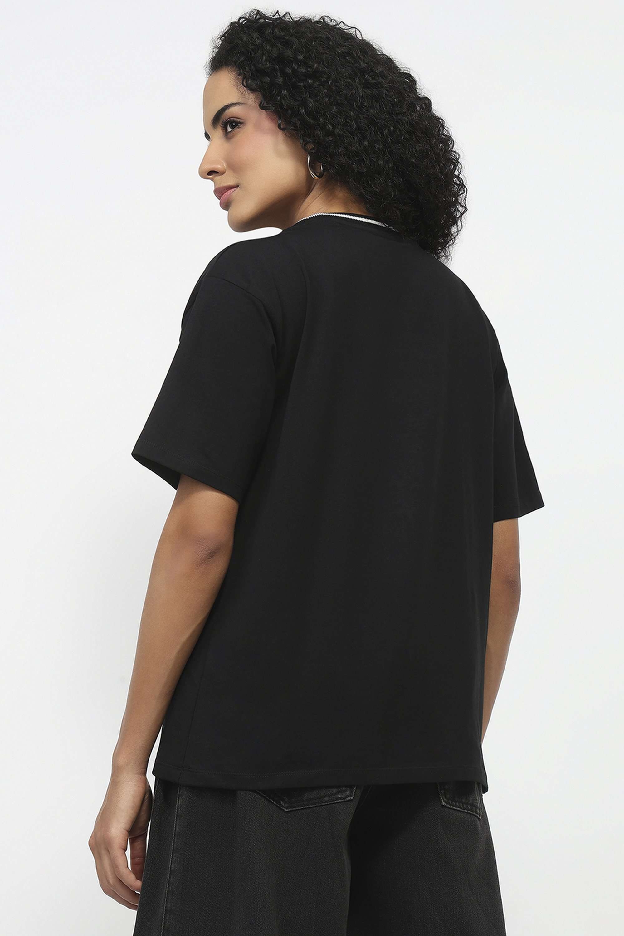 Typographic-Blended-Fabric-Round-Neck-Women-T-Shirt