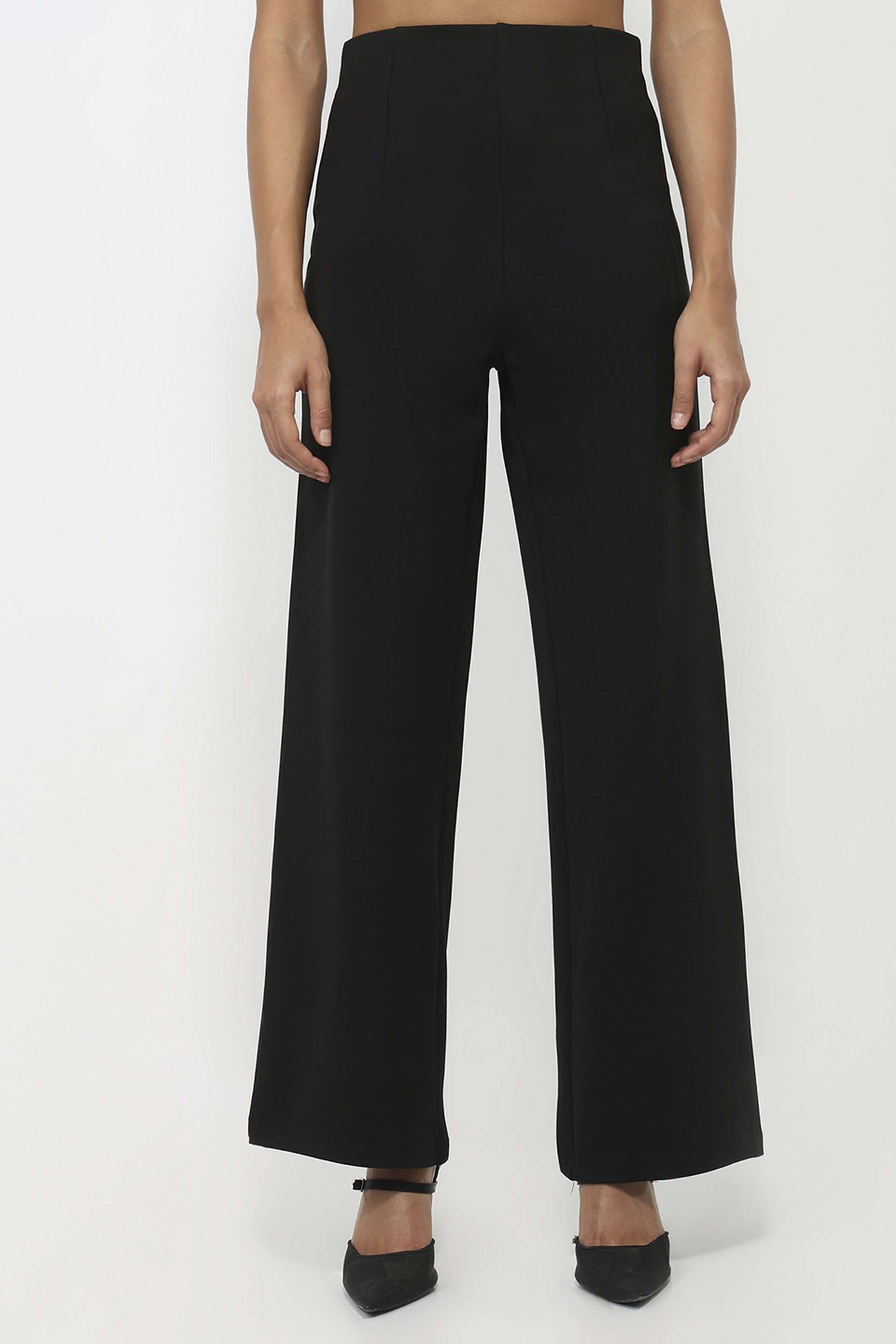 Solid-Relaxed-Fit-Blended-Fabric-Women-s-Casual-Wear-Treggings