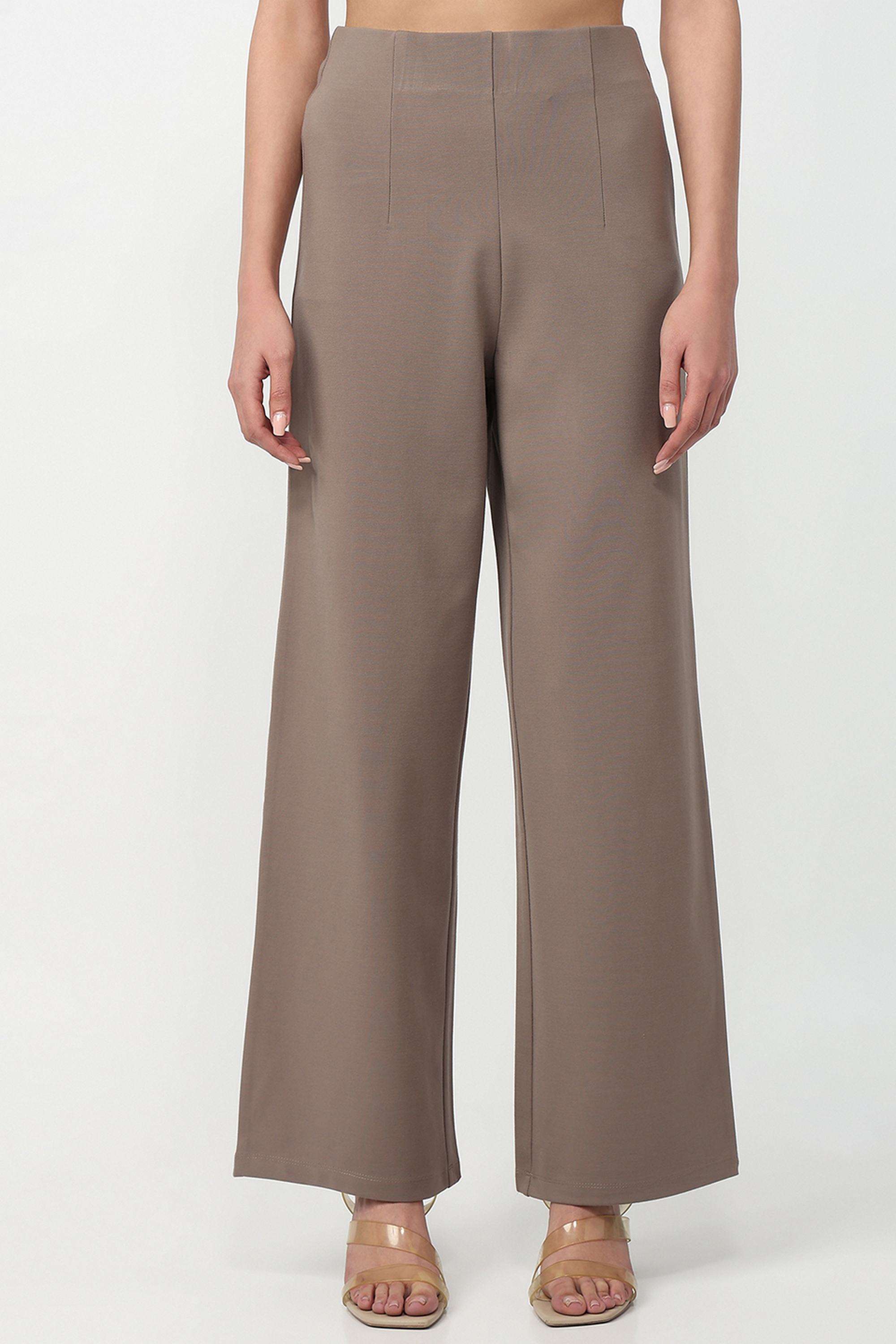 Solid-Relaxed-Fit-Blended-Fabric-Women-s-Casual-Wear-Treggings