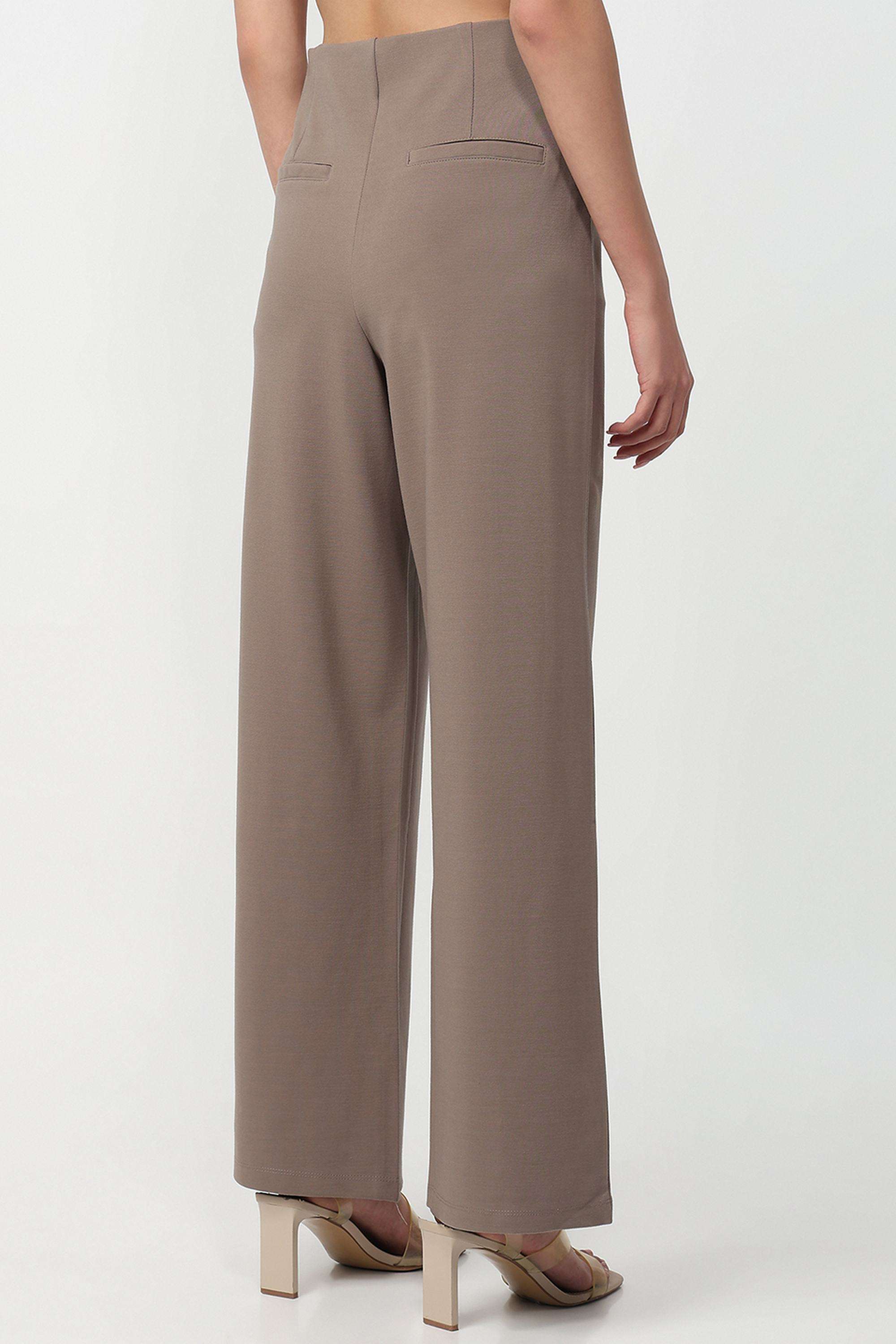 Solid-Relaxed-Fit-Blended-Fabric-Women-s-Casual-Wear-Treggings