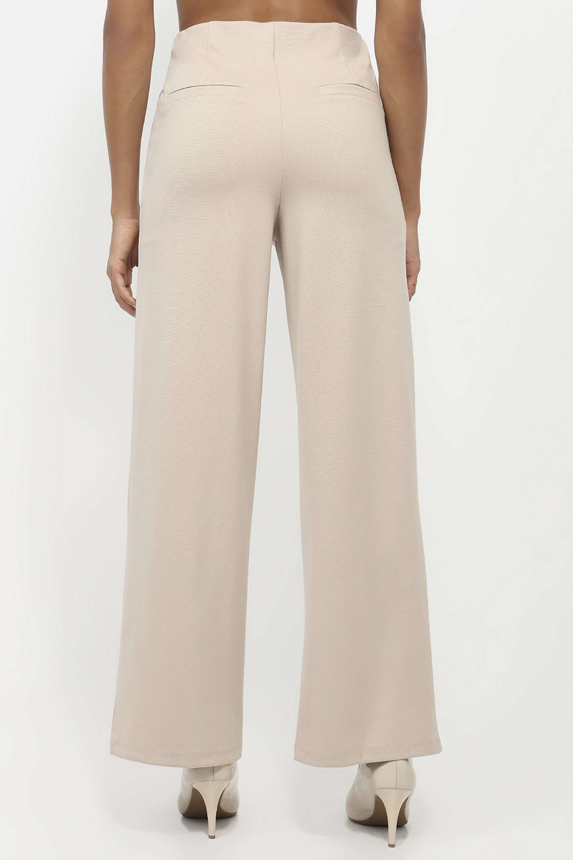 Solid-Relaxed-Fit-Blended-Fabric-Women-s-Casual-Wear-Treggings