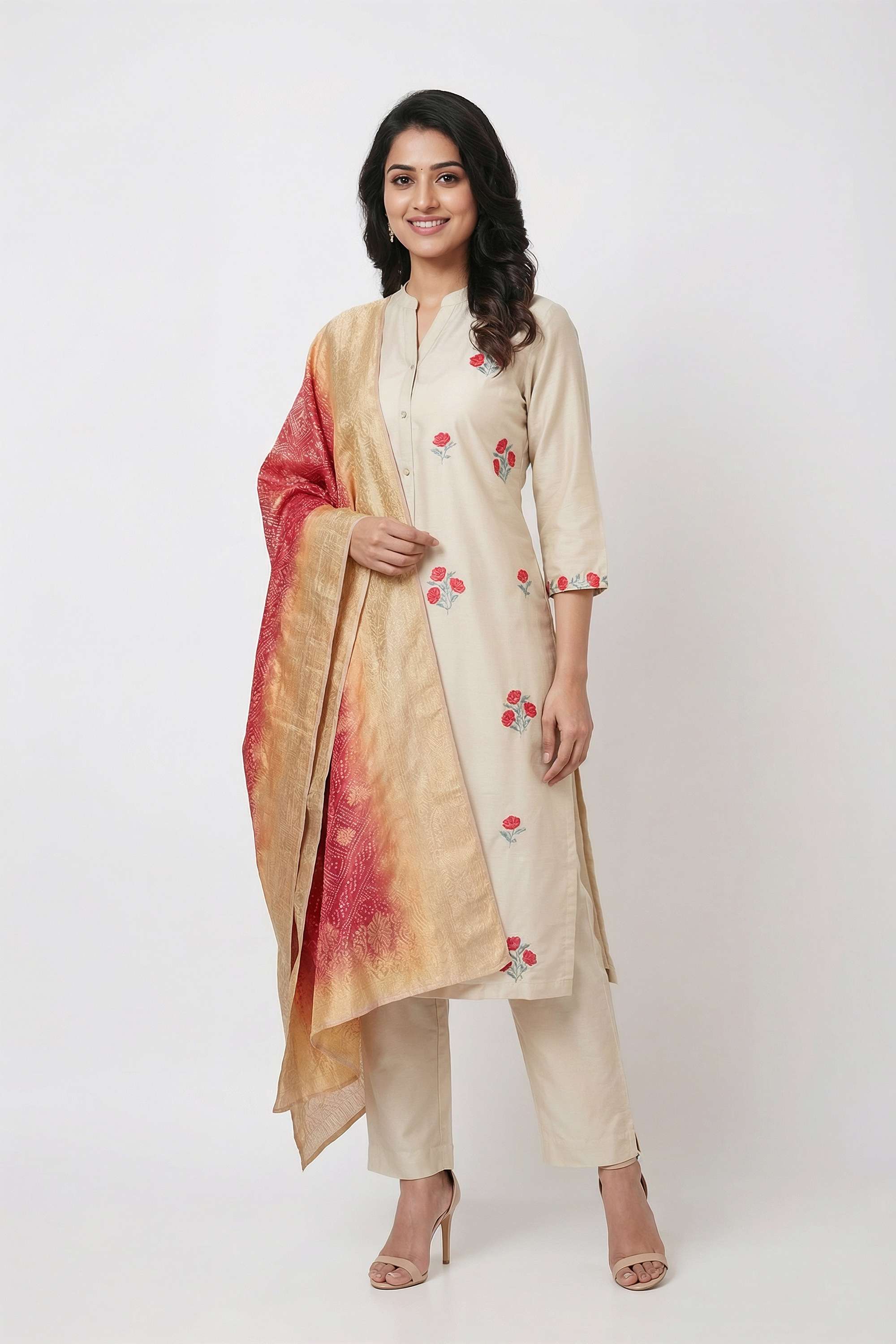 Embroidered-Blended-Fabric-Henley-Women-s-Casual-Wear-Kurta-Set