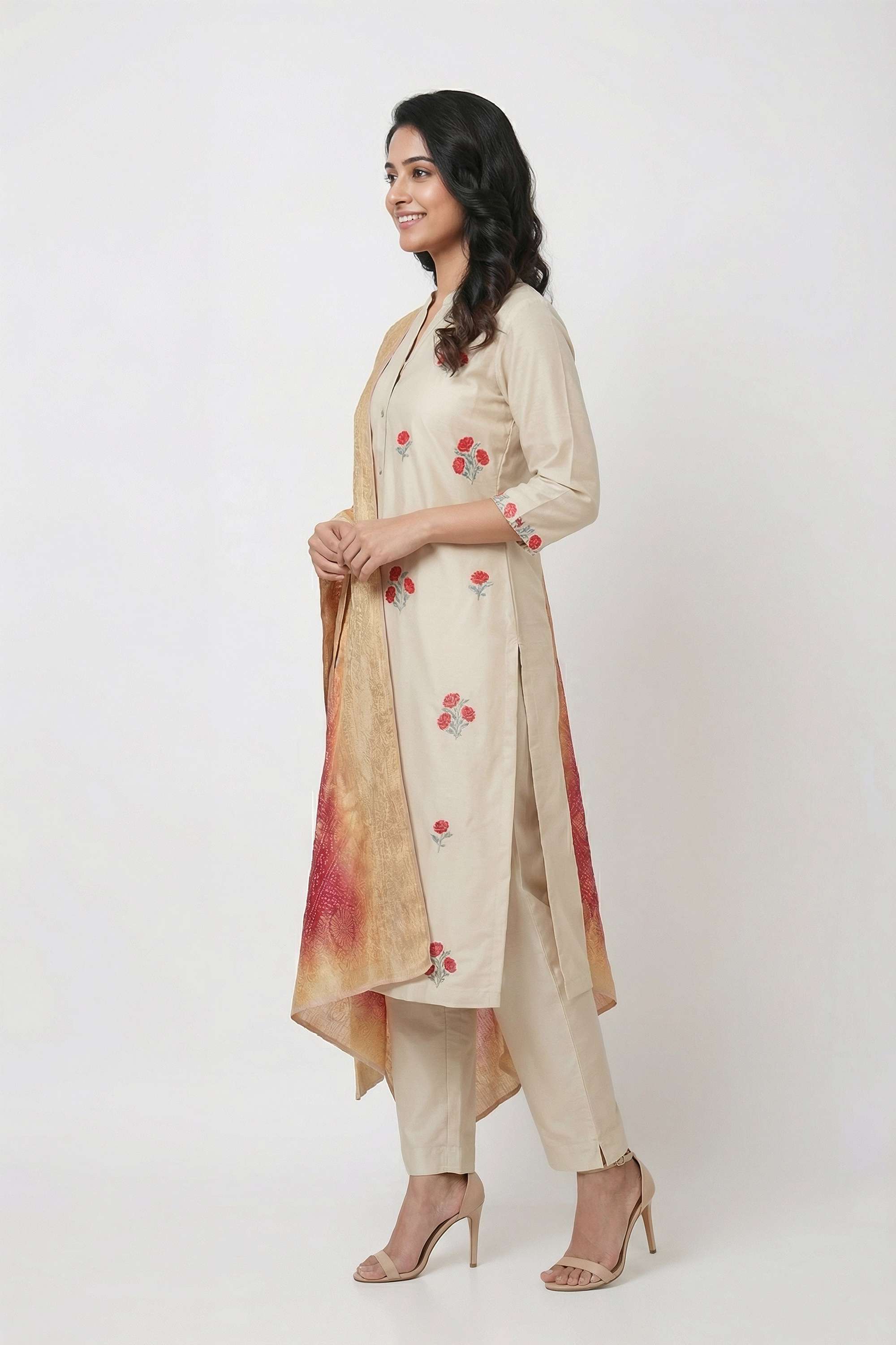 Embroidered-Blended-Fabric-Collared-Women-Kurta-with-Pant-and-Dupatta