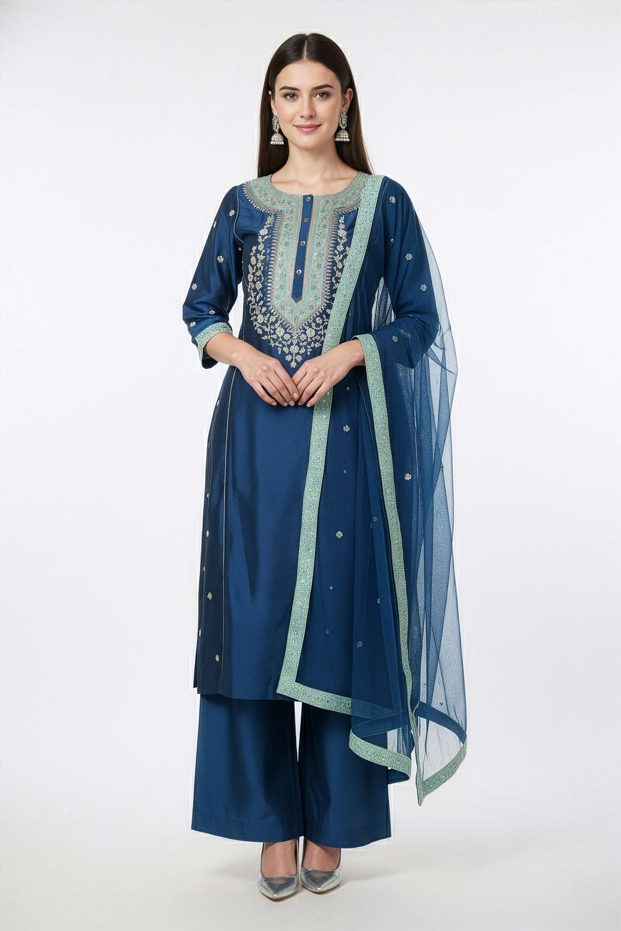 Embroidered-Blended-Fabric-Henley-Women-s-Casual-Wear-Kurta-Set