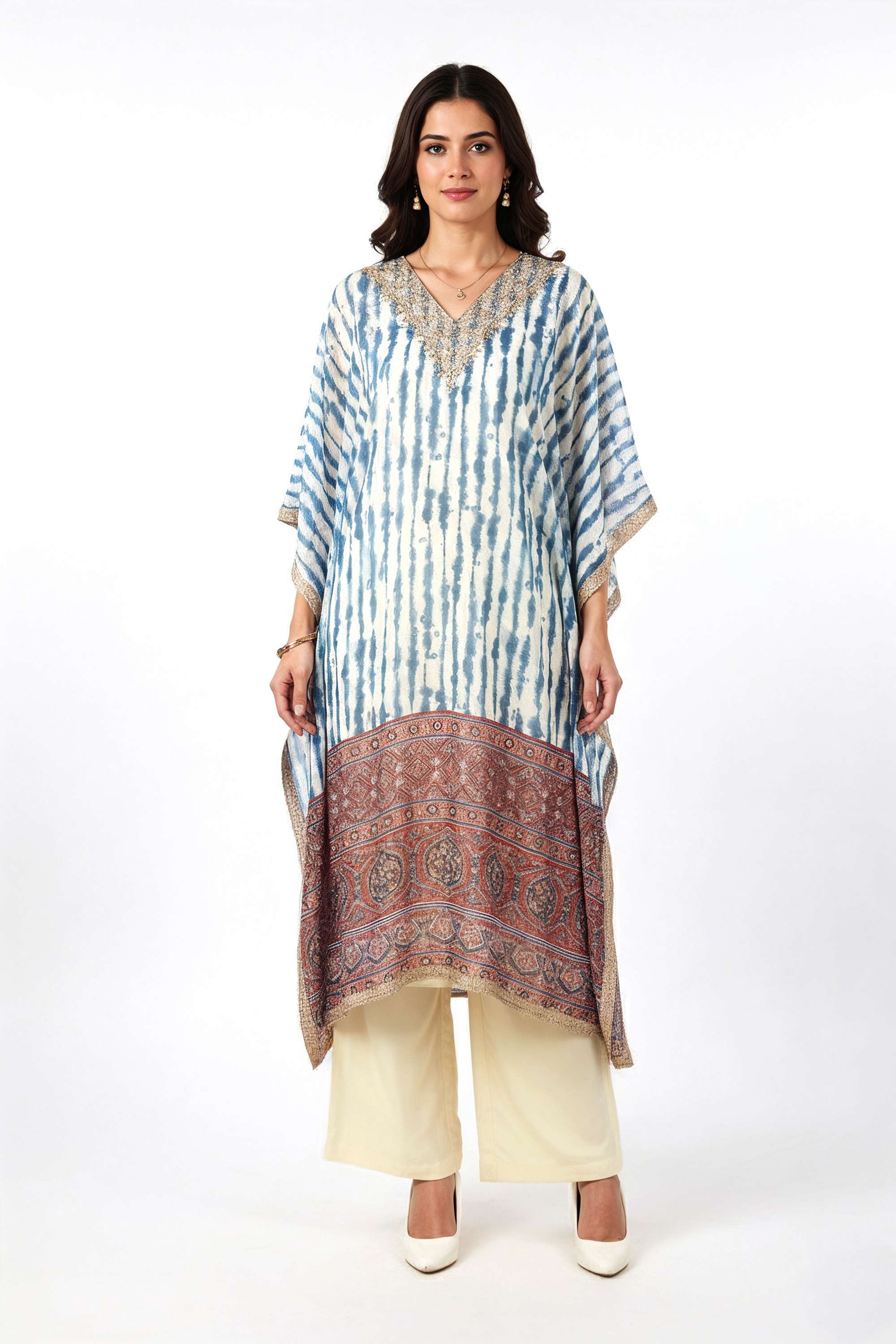 Printed-Y-Neck-Polyester-Women-s-Kaftan