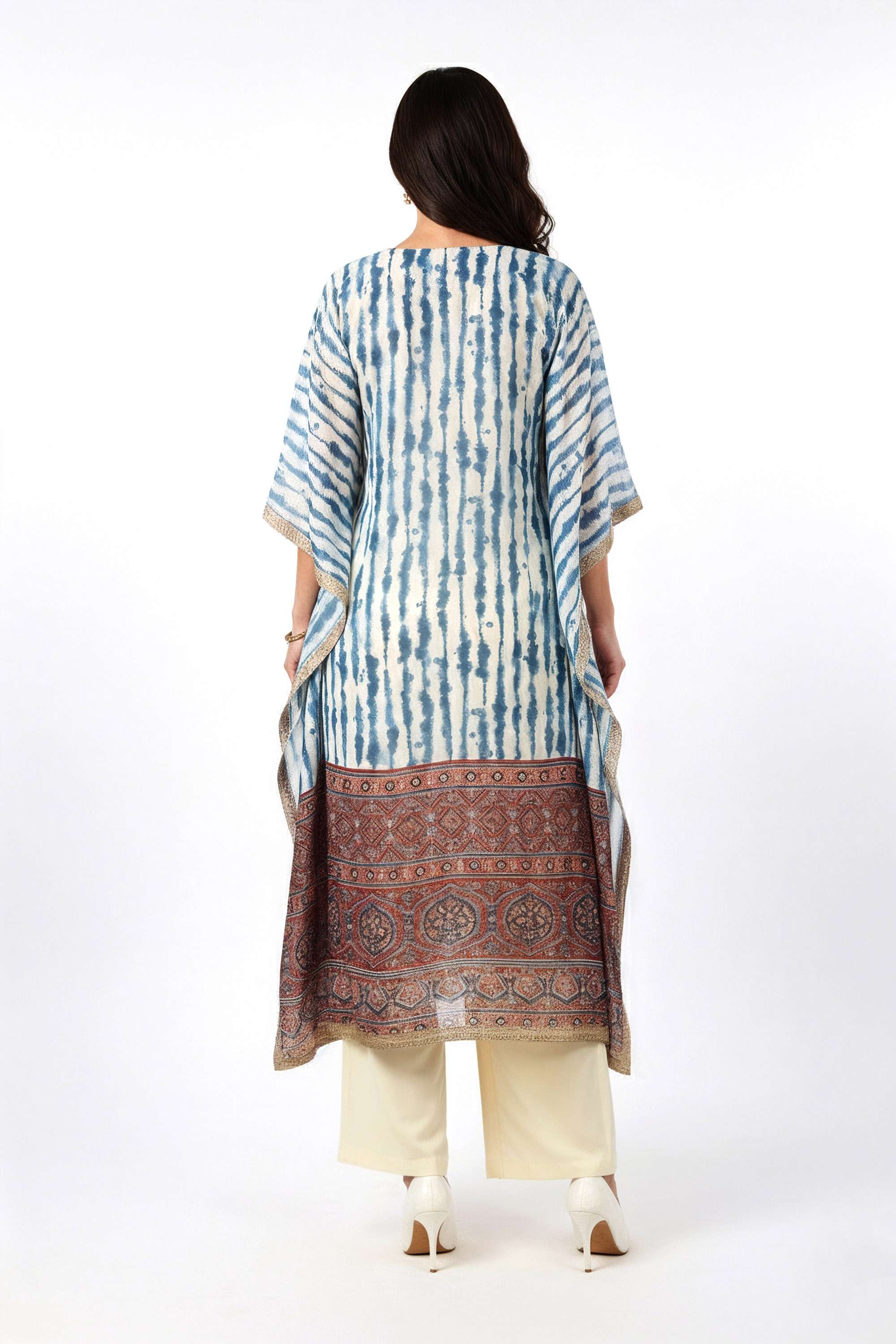 Printed-Polyester-V-Neck-Women-Kaftan