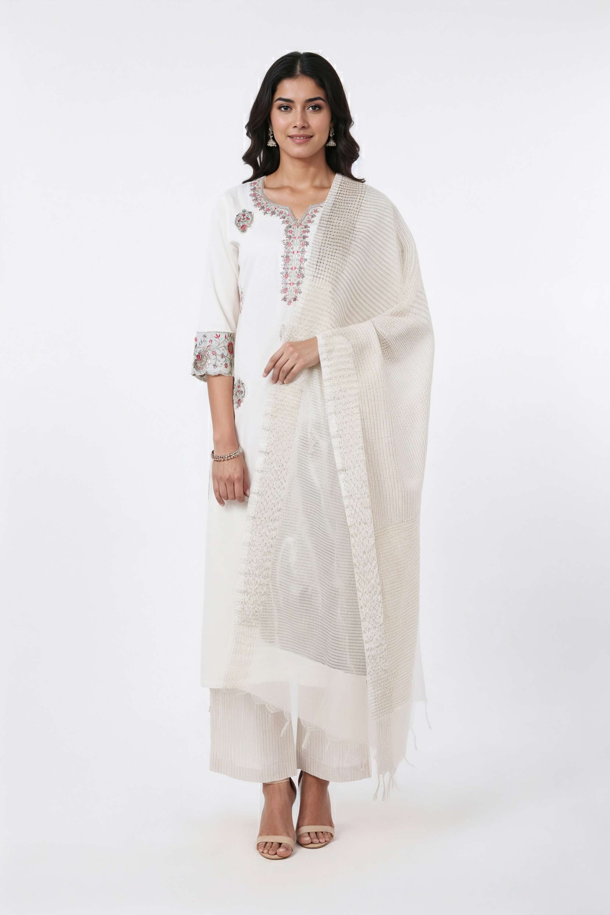 Solid-Calf-Length-Blended-Fabric-Woven-Women-s-Kurta-Set