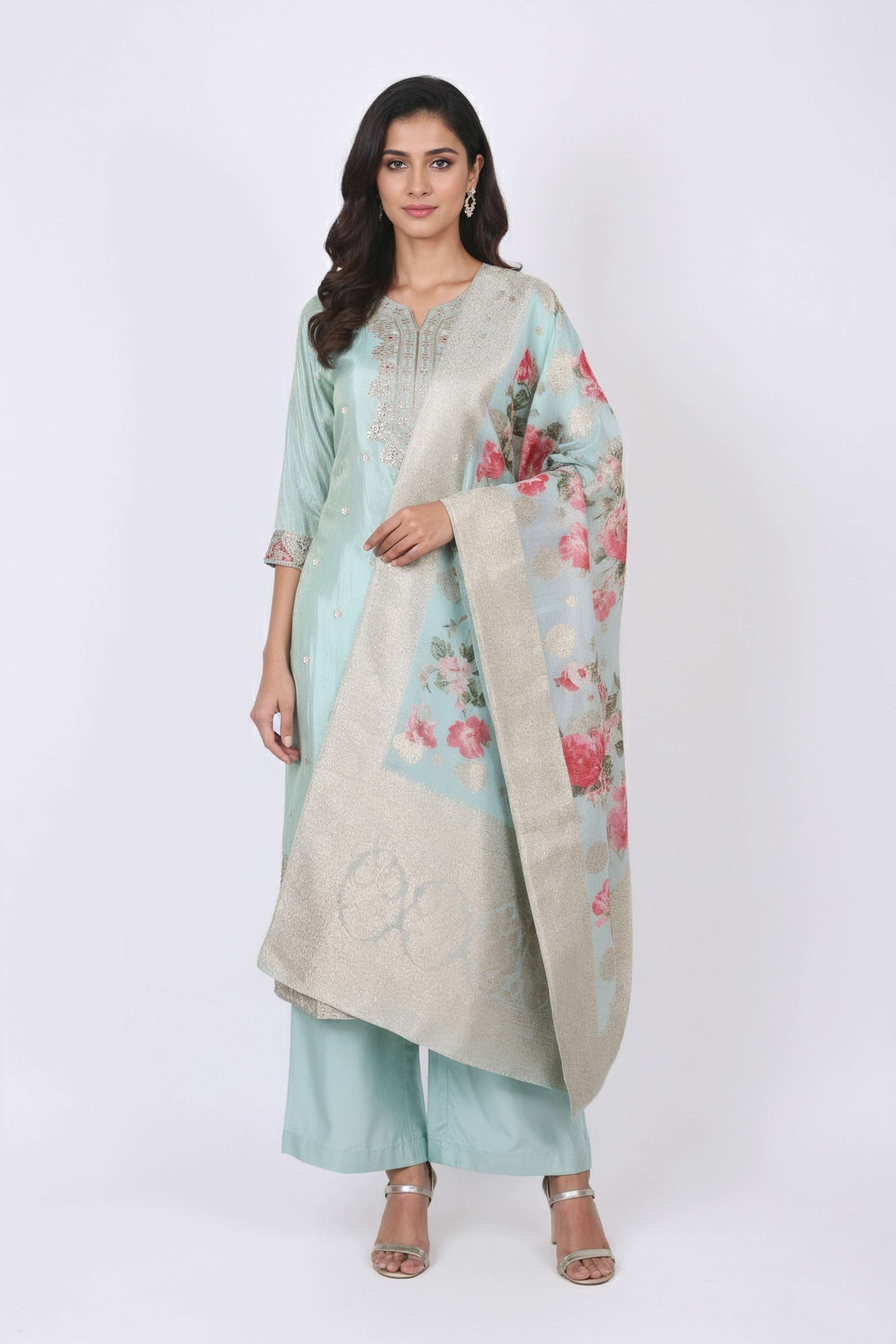 Solid-Calf-Length-Viscose-Woven-Women-s-Kurta-Set