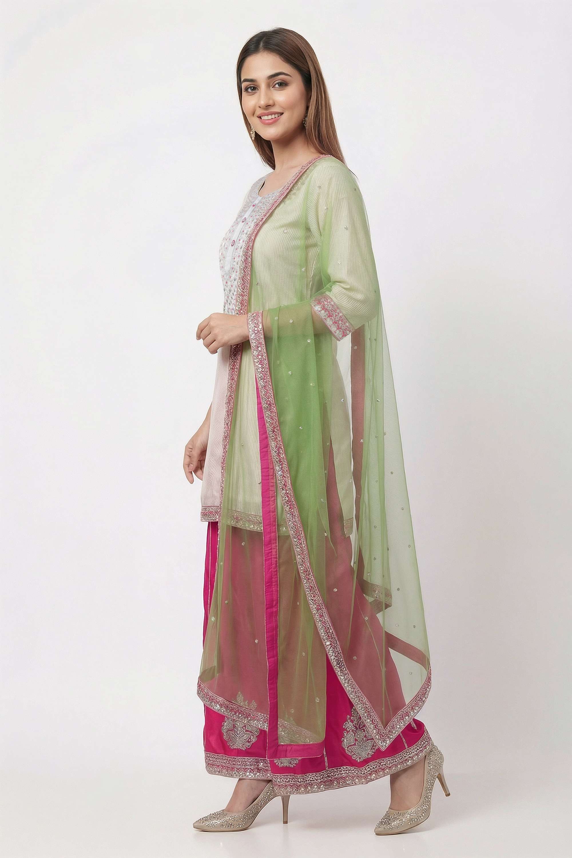 Embroidered-Blended-Fabric-Round-Neck-Women-Kurta-with-Palazzo-and-Dupatta