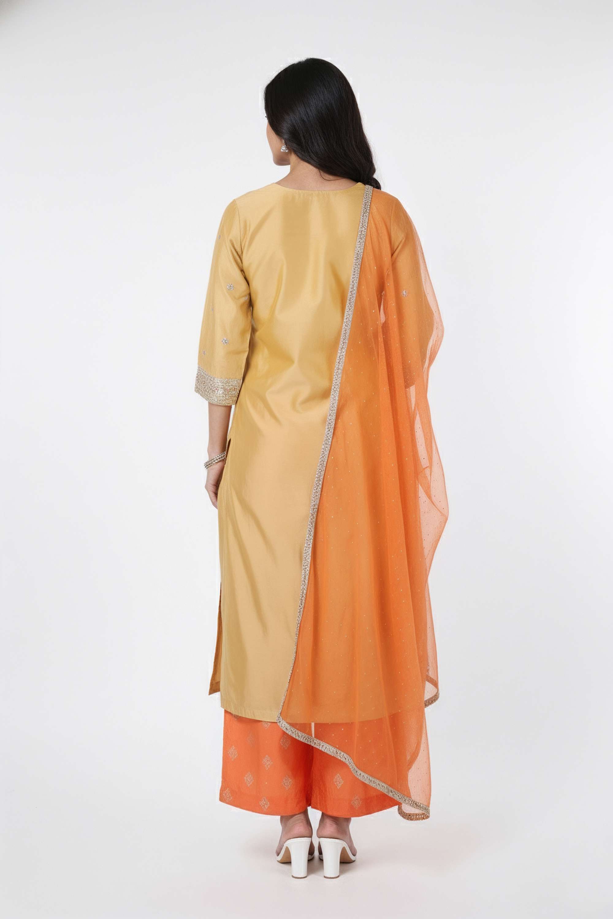 Embroidered-Blended-Fabric-V-Neck-Women-Kurta-with-Palazzo-and-Dupatta