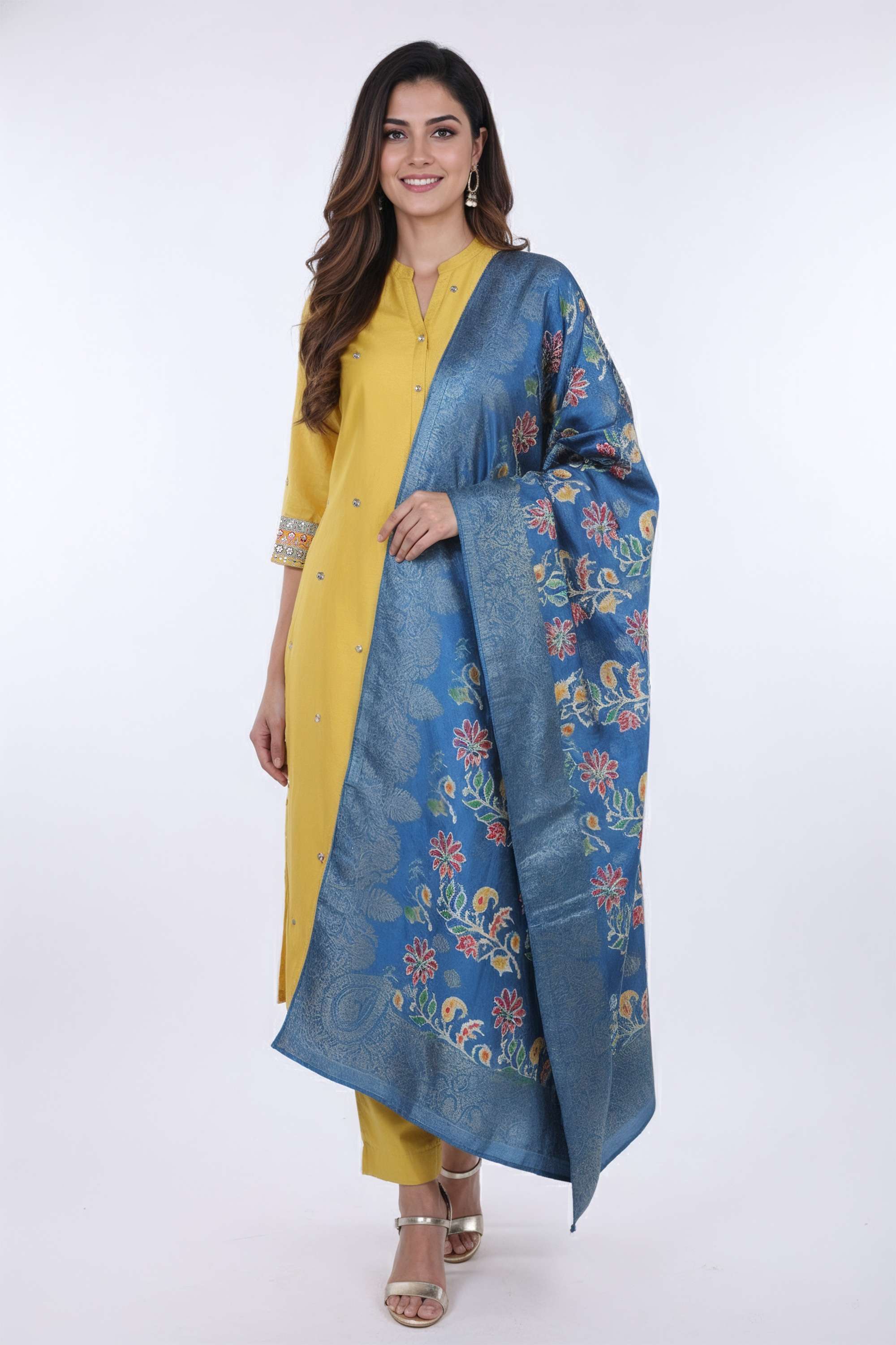 Embroidered-Blended-Fabric-Henley-Women-s-Casual-Wear-Kurta-Set