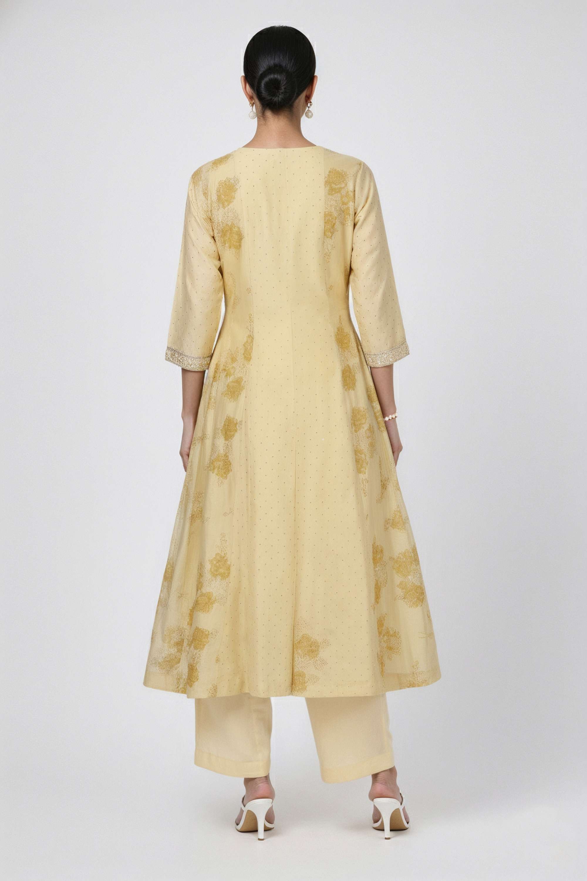 Embroidered-Chanderi-V-Neck-Women-Kurta-with-Palazzo-and-Dupatta