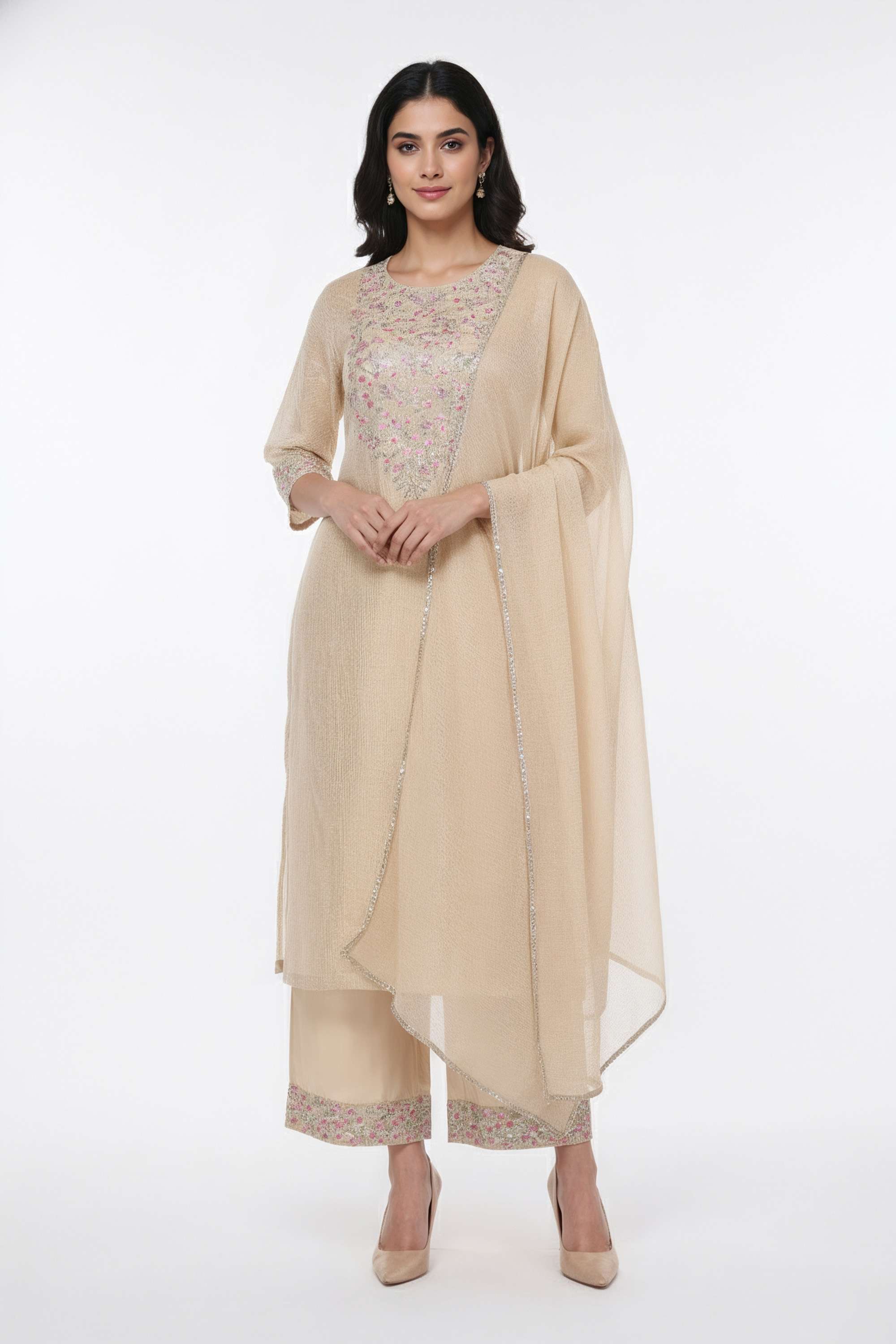 Embroidered-Blended-Fabric-Round-Neck-Women-s-Casual-Wear-Kurta-Set