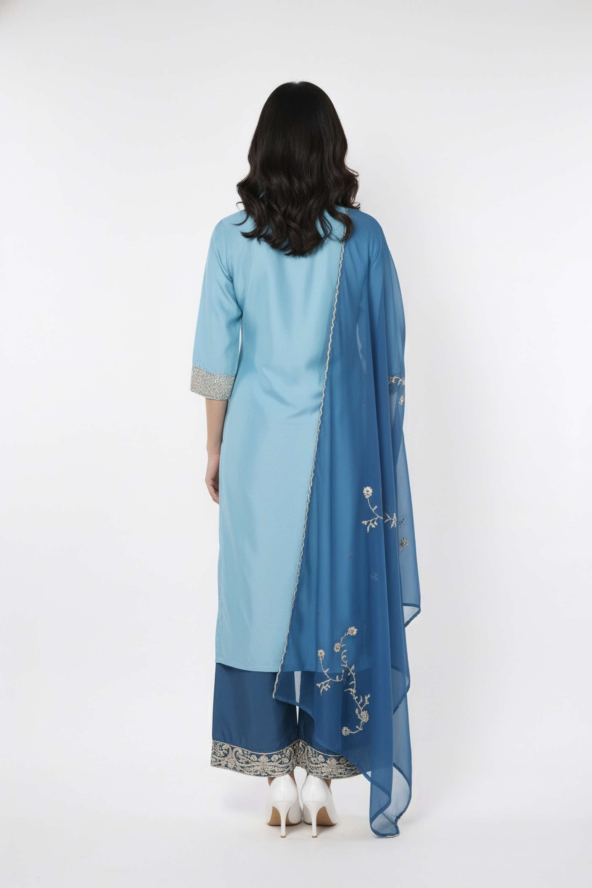 Embroidered-Blended-Fabric-Round-Neck-Women-Kurta-with-Palazzo-and-Dupatta