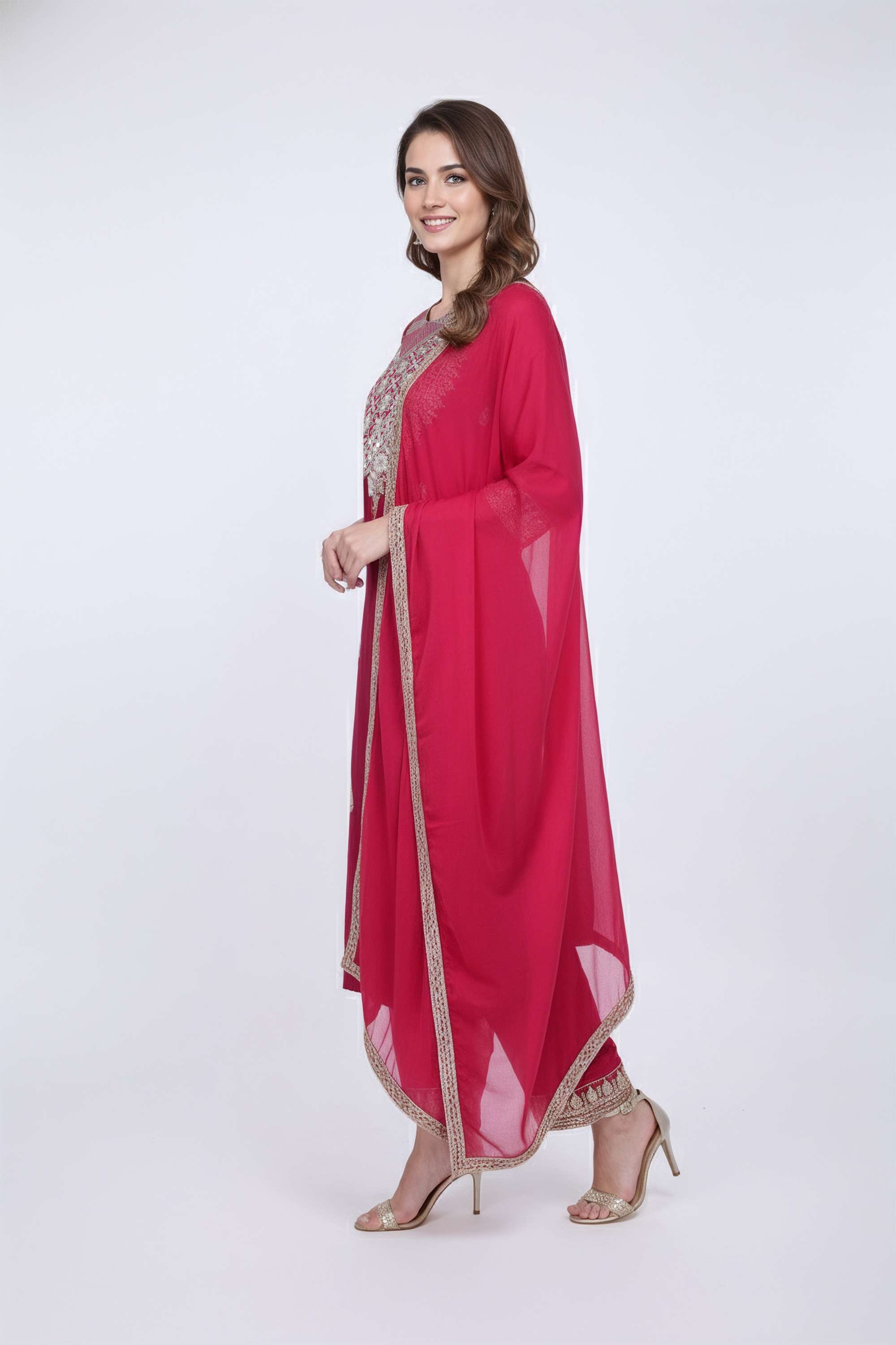 Embroidered-Blended-Fabric-Round-Neck-Women-Kurta-with-Pant-and-Dupatta