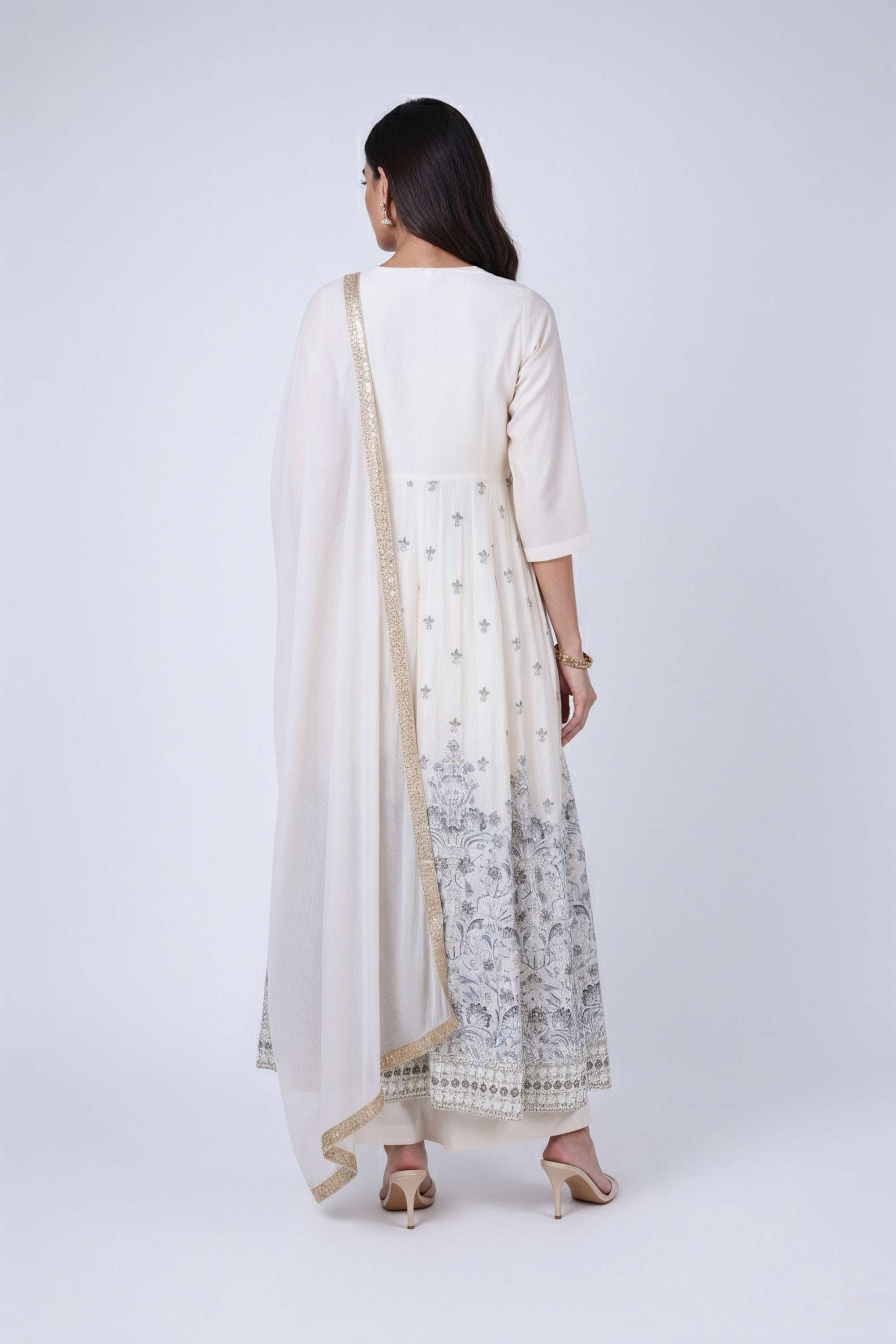 Embroidered-Chanderi-Scoop-Neck-Women-Kurta-with-Skirt-and-Dupatta