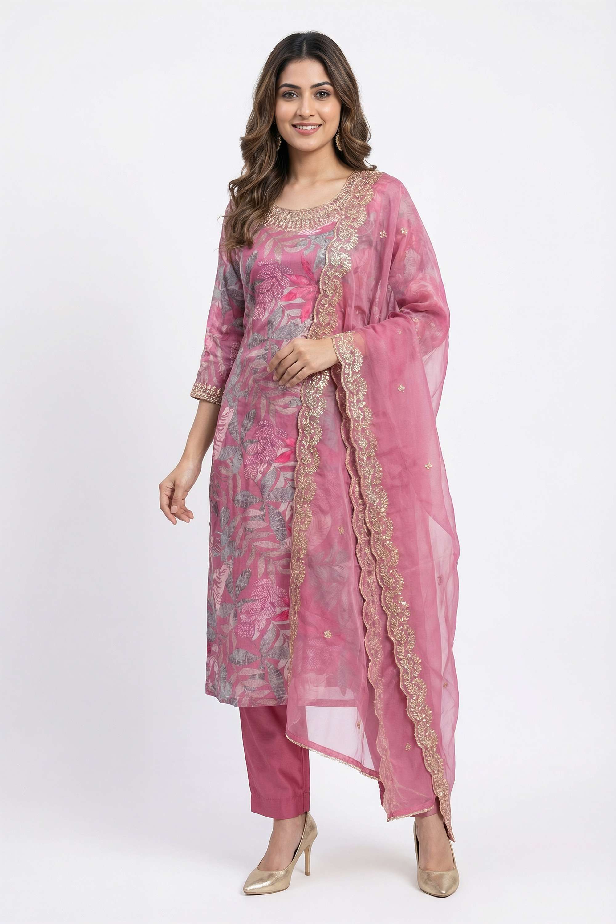 Embroidered-Blended-Fabric-Round-Neck-Women-s-Casual-Wear-Kurta-Set