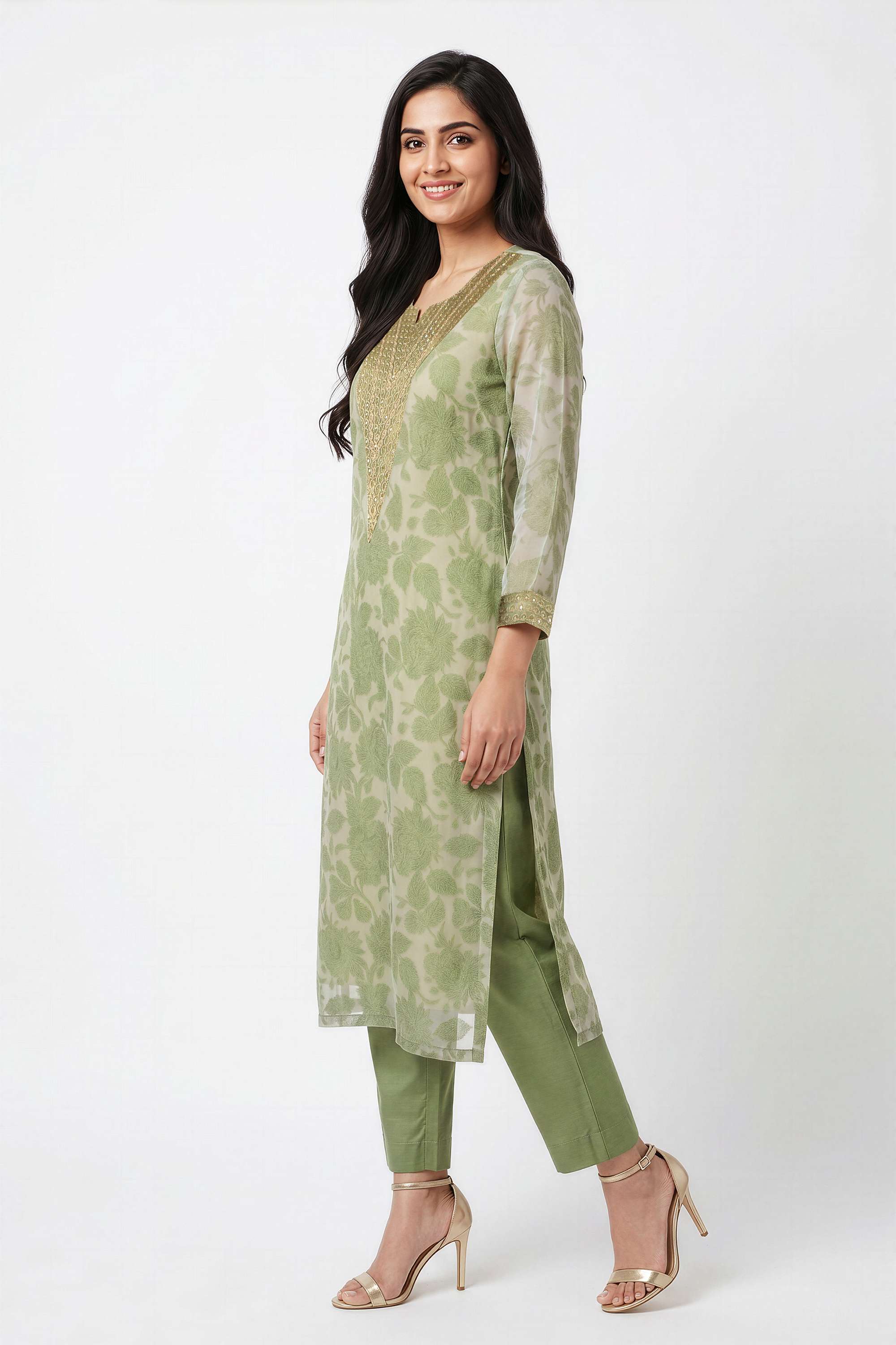 Floral-Organza-Round-Neck-Women-Kurta-with-Pant-and-Dupatta