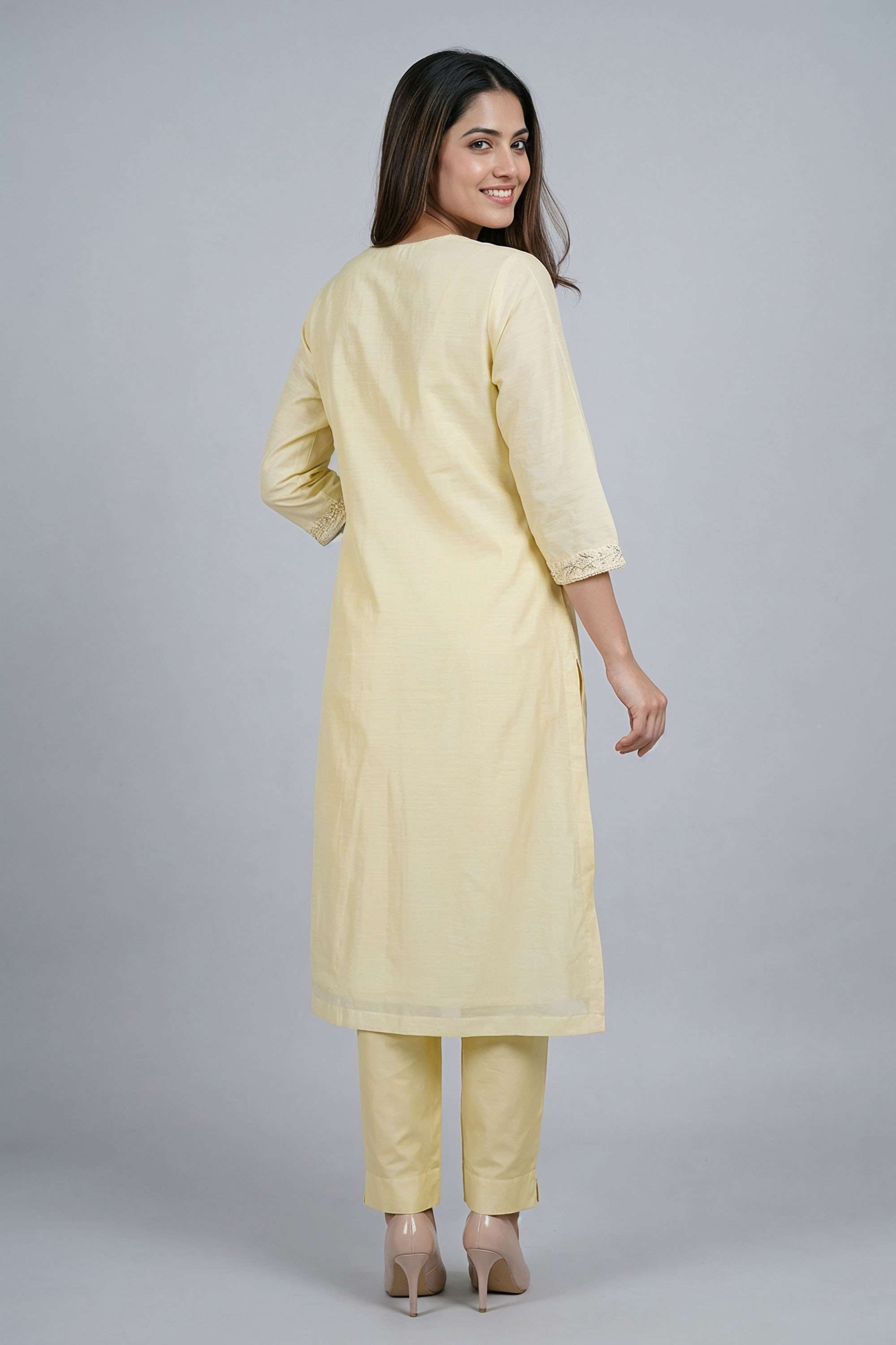 Embroidered-Chanderi-Round-Neck-Women-Kurta-with-Pant-and-Dupatta