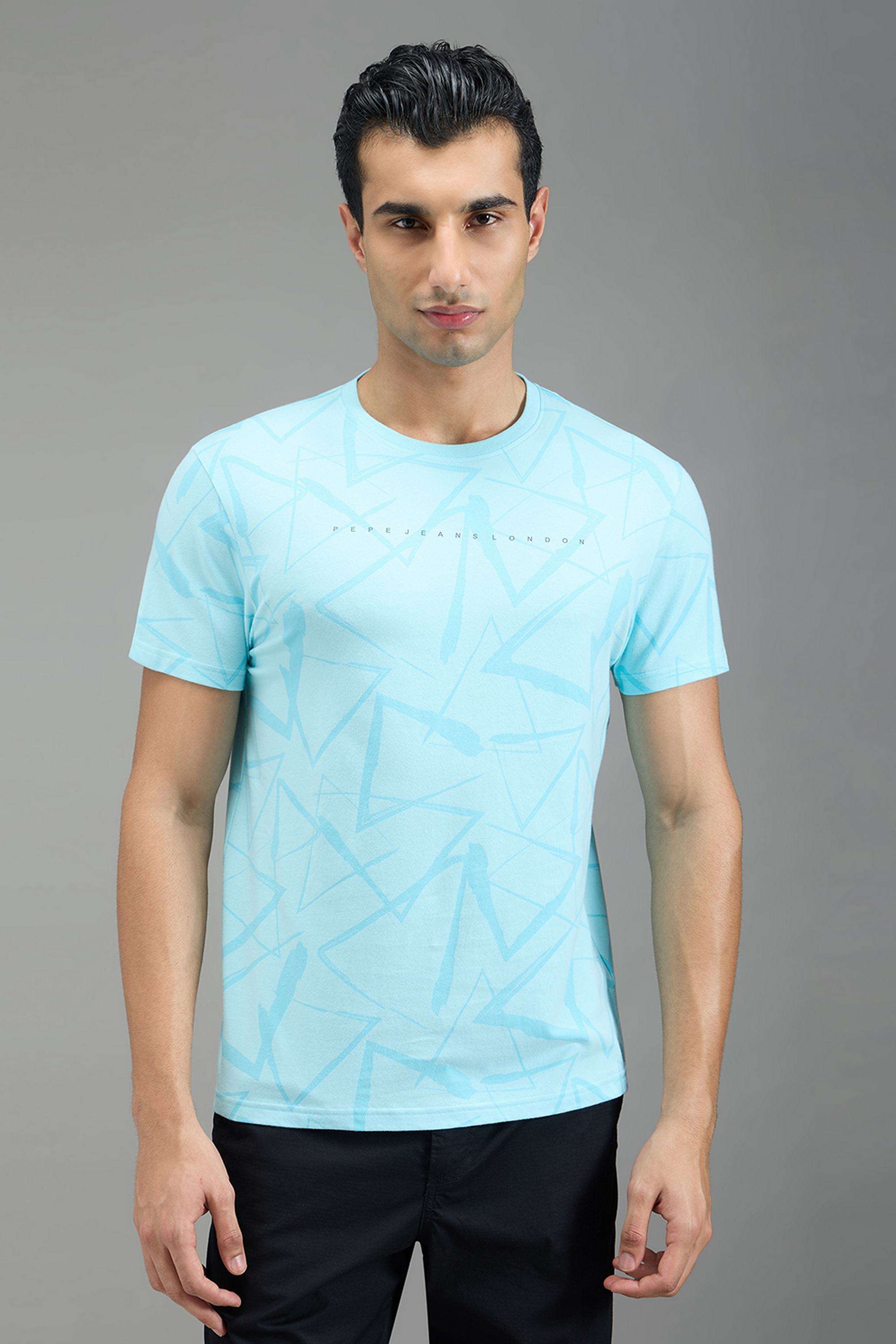 Printed-Blended-Fabric-Round-Neck-Men-s-T-Shirt