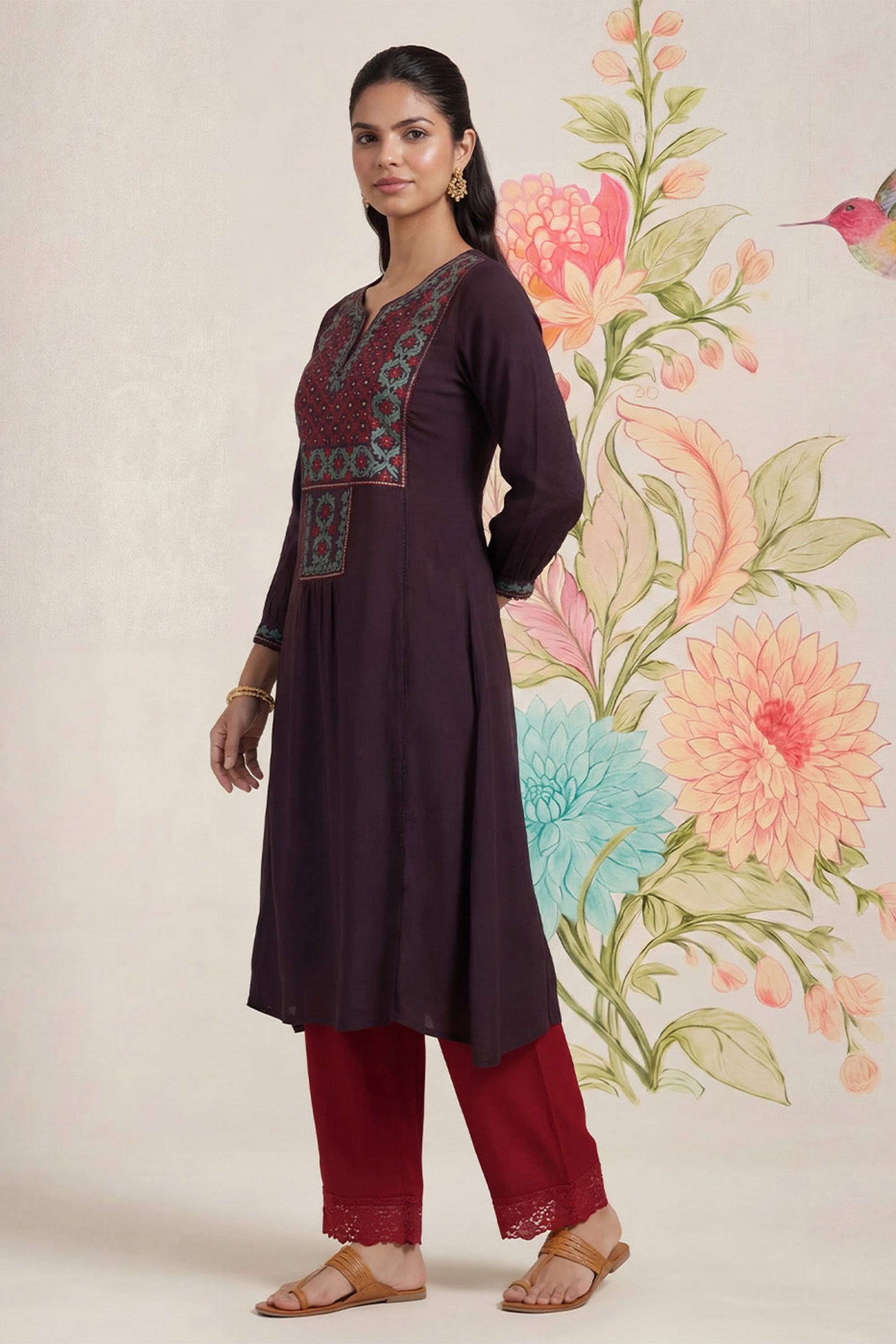Solid-Round-Neck-Cotton-Women-s-Dress