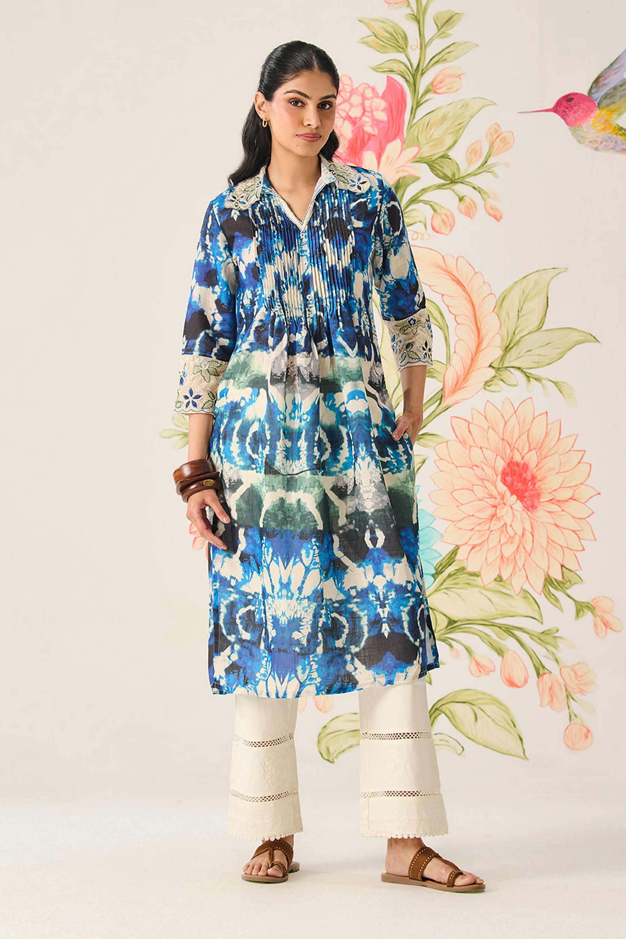 Abstract-Cotton-Collared-Women-Dress