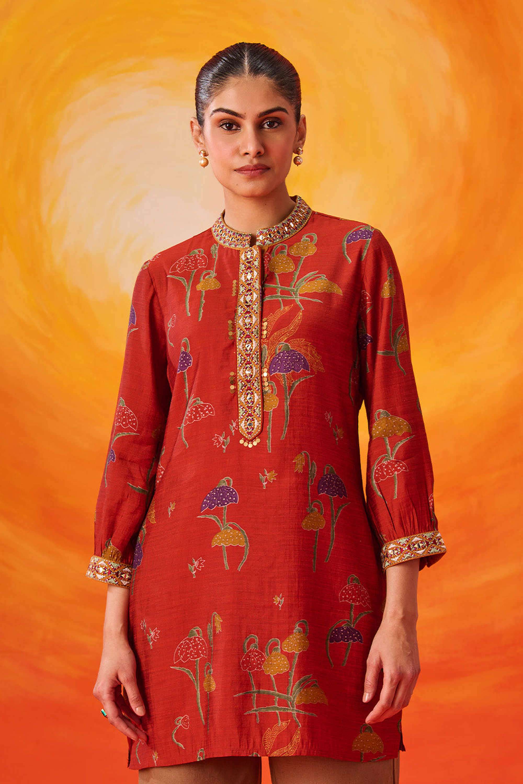 Printed-Cotton-Round-Neck-Women-s-Tunic